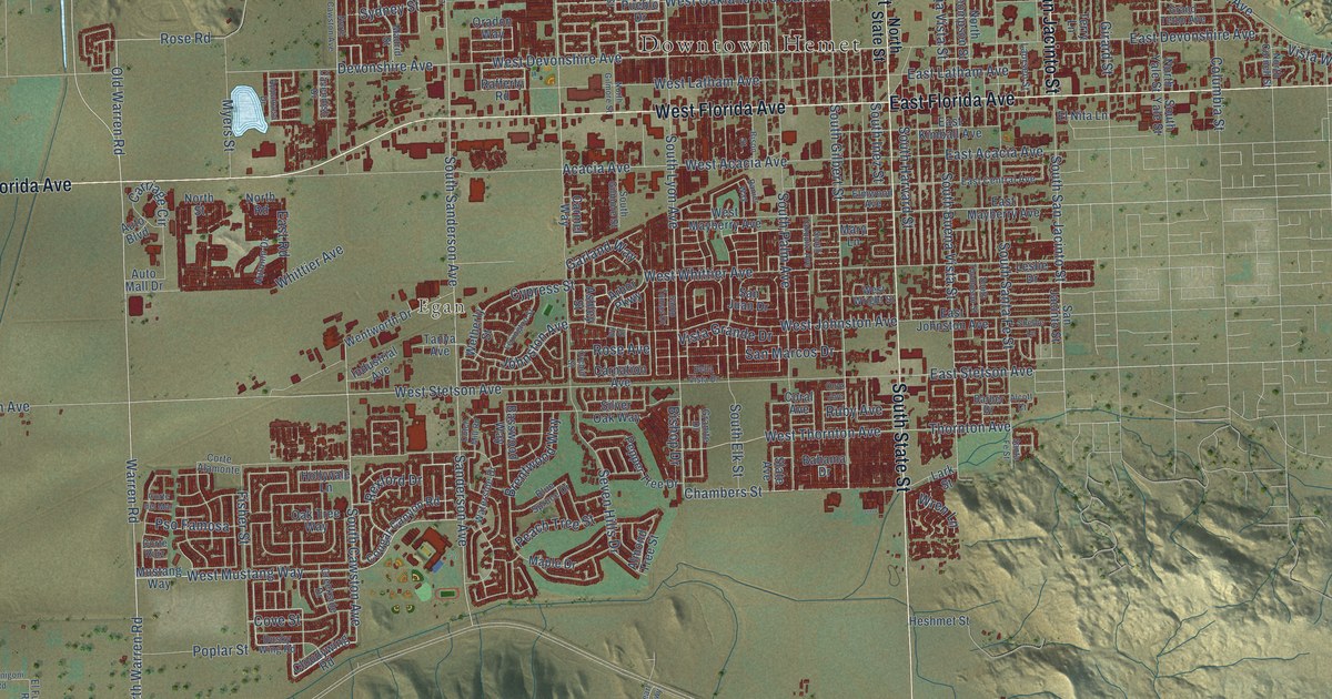 Map of Hemet, California in 2026