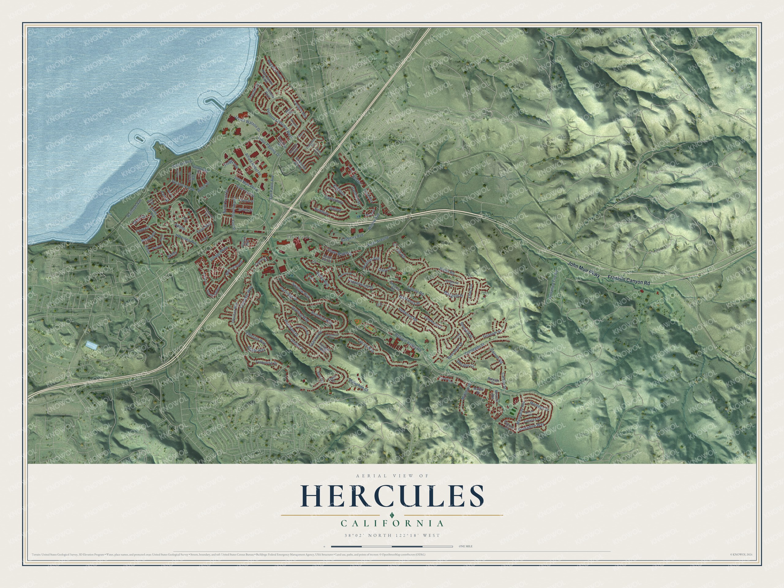 Watermarked full-map preview of Hercules, California