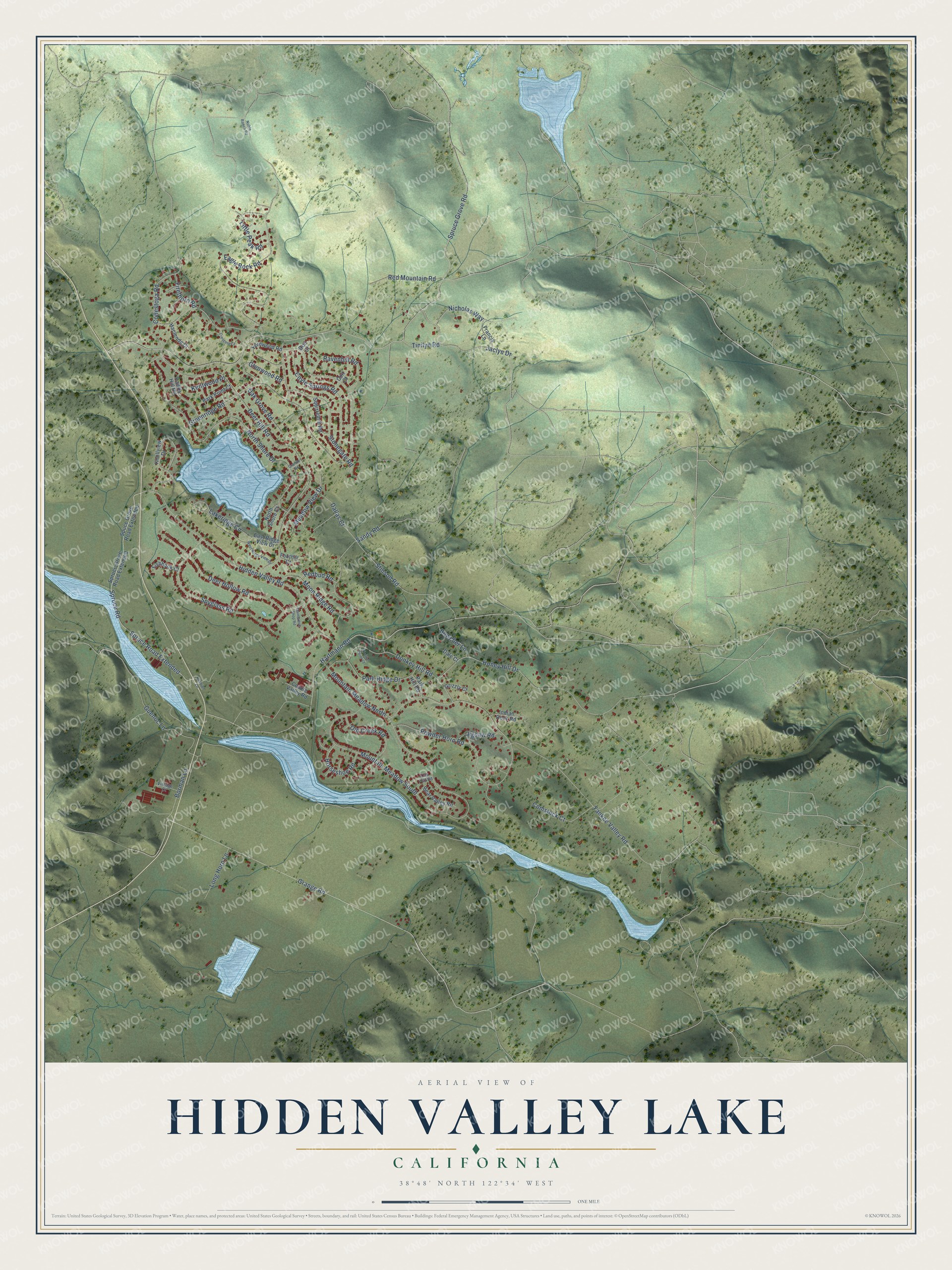 Watermarked full-map preview of Hidden Valley Lake, California