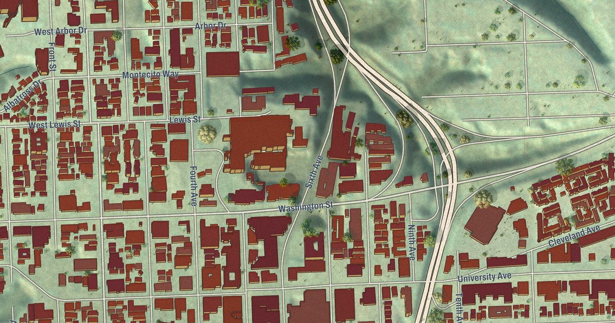 Detailed Map of Hillcrest, San Diego, California