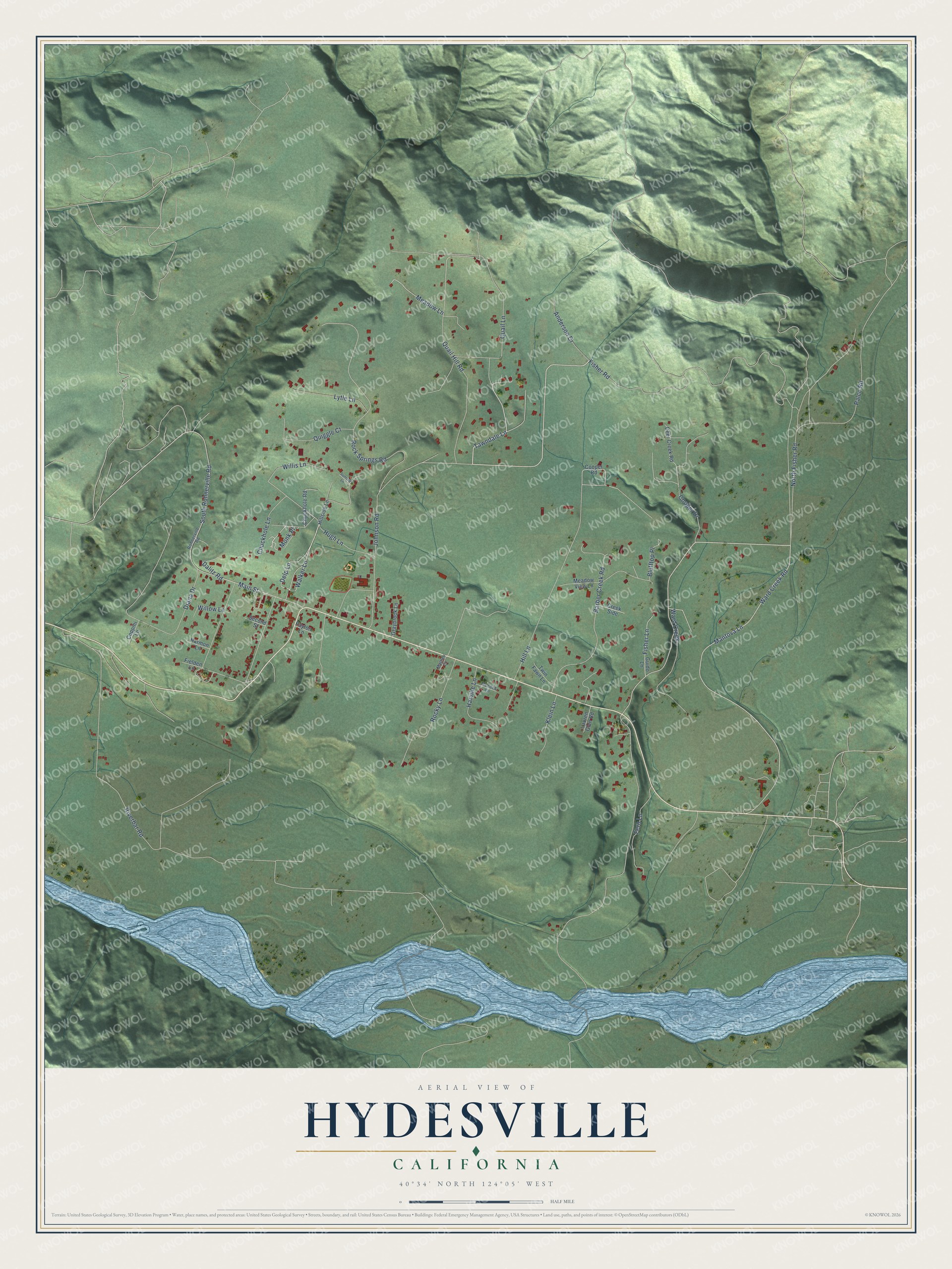 Watermarked full-map preview of Hydesville, California