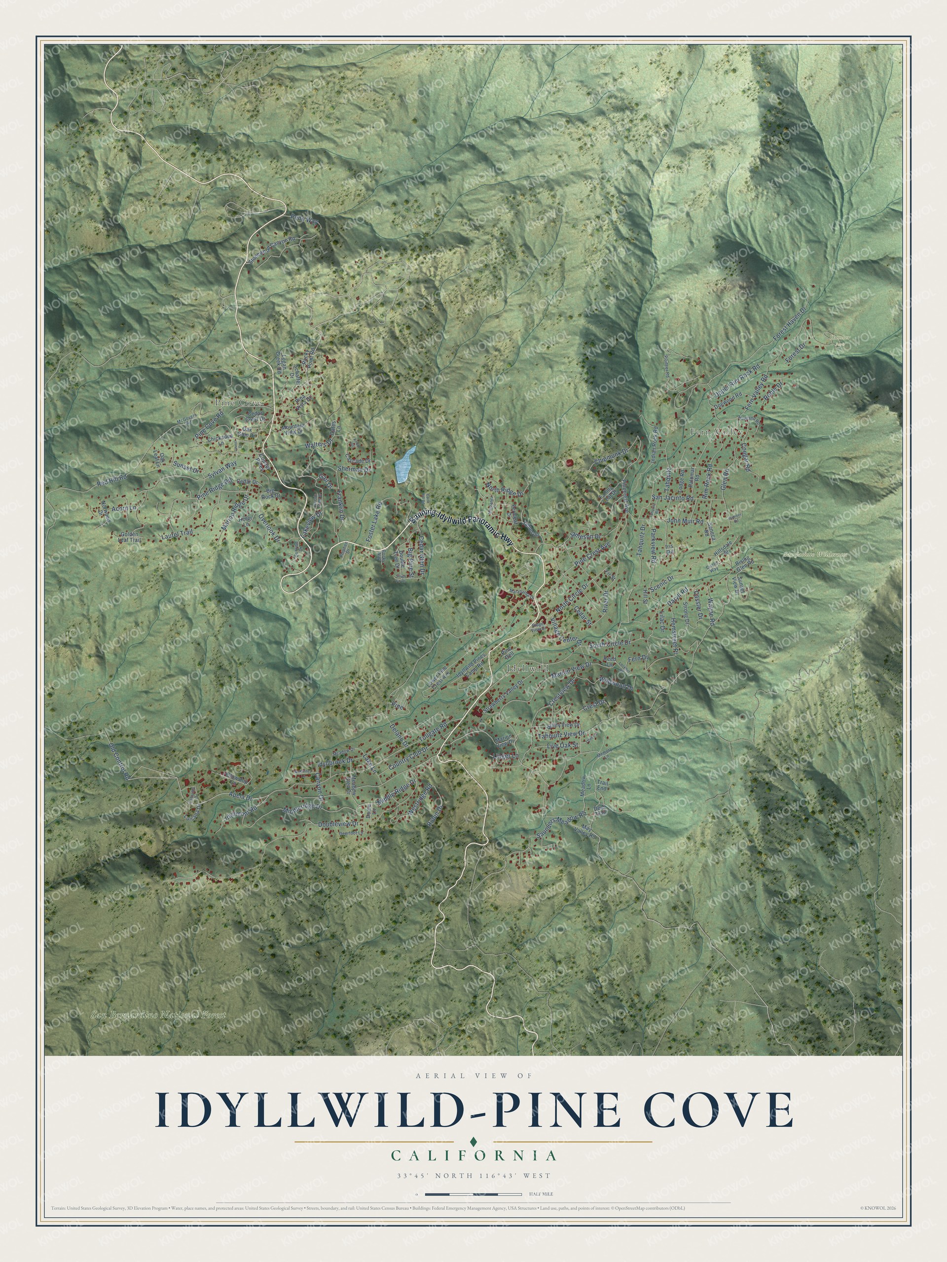 Watermarked full-map preview of Idyllwild-Pine Cove, California