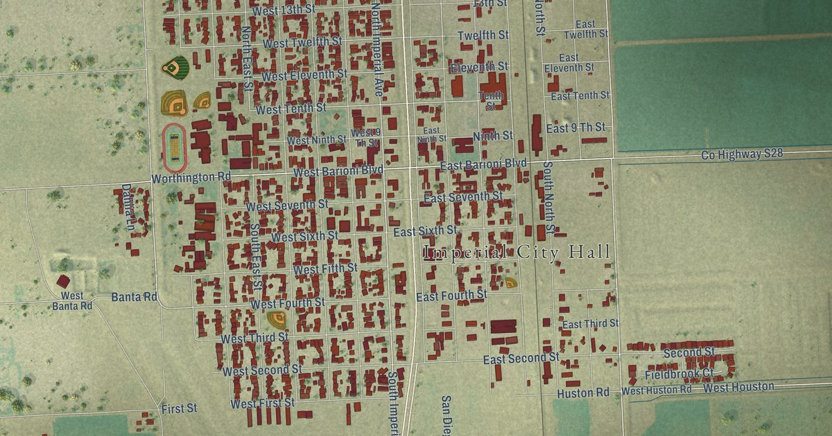 Map of Imperial, California in 2026