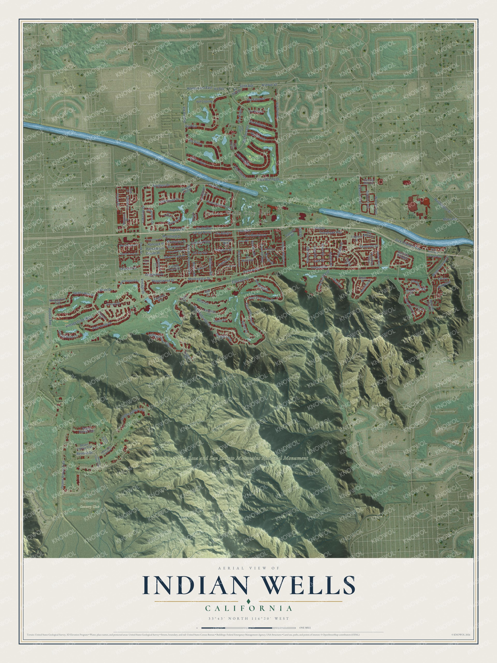 Watermarked full-map preview of Indian Wells, California