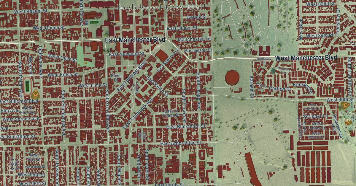 Map of Inglewood, California in 2026