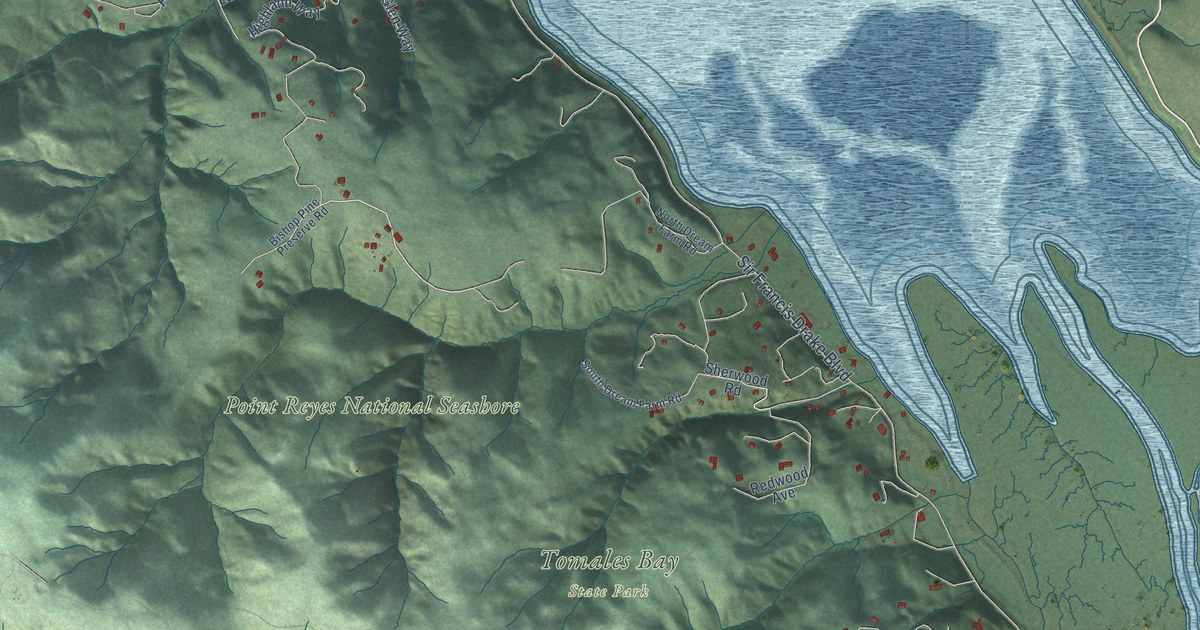Map of Inverness, California in 2026