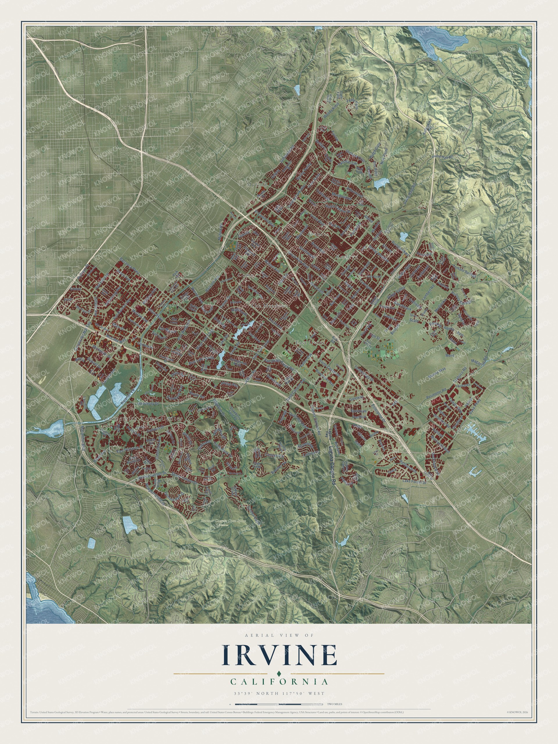Watermarked full-map preview of Irvine, California