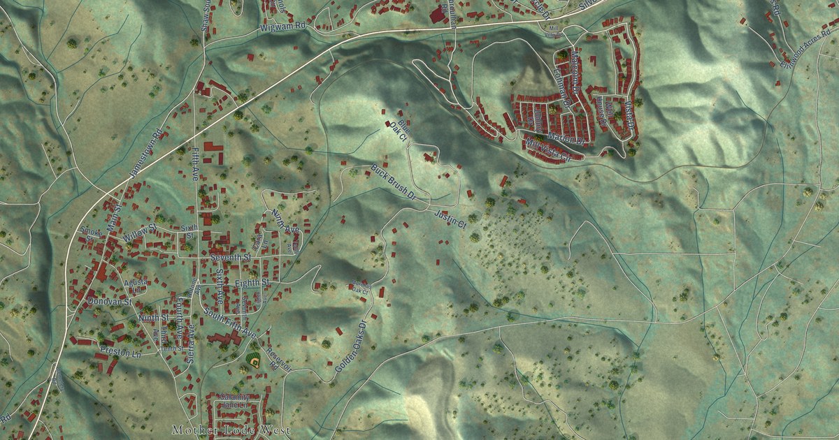 Map of Jamestown, California in 2026