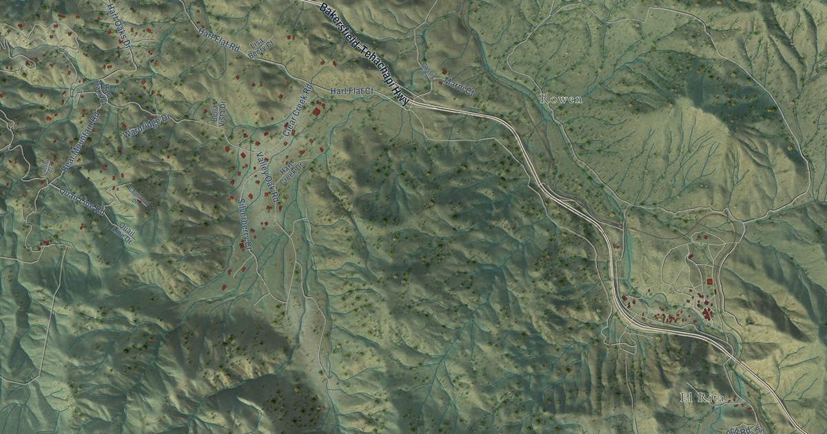 Map of Keene, California in 2026