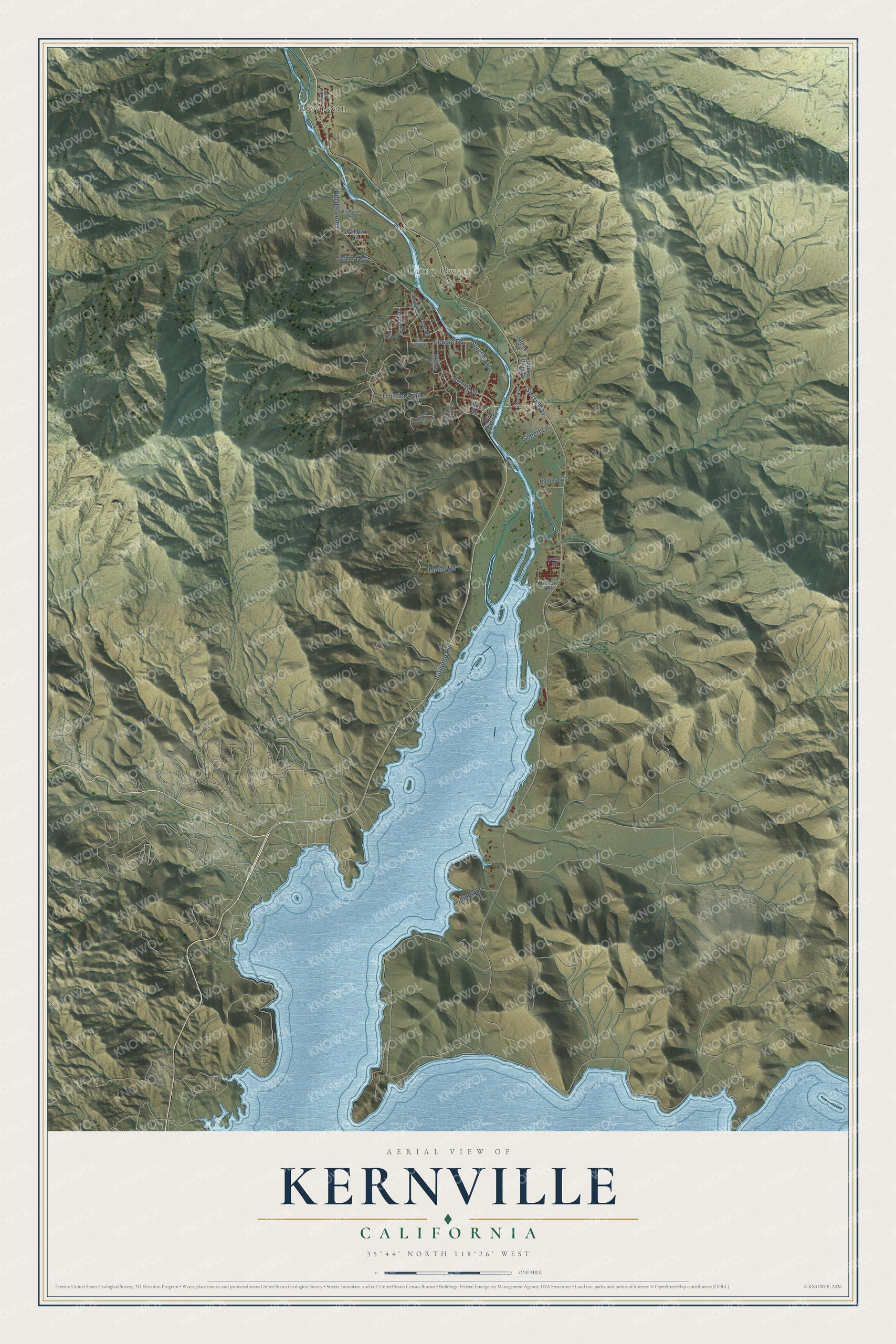 Watermarked full-map preview of Kernville, California