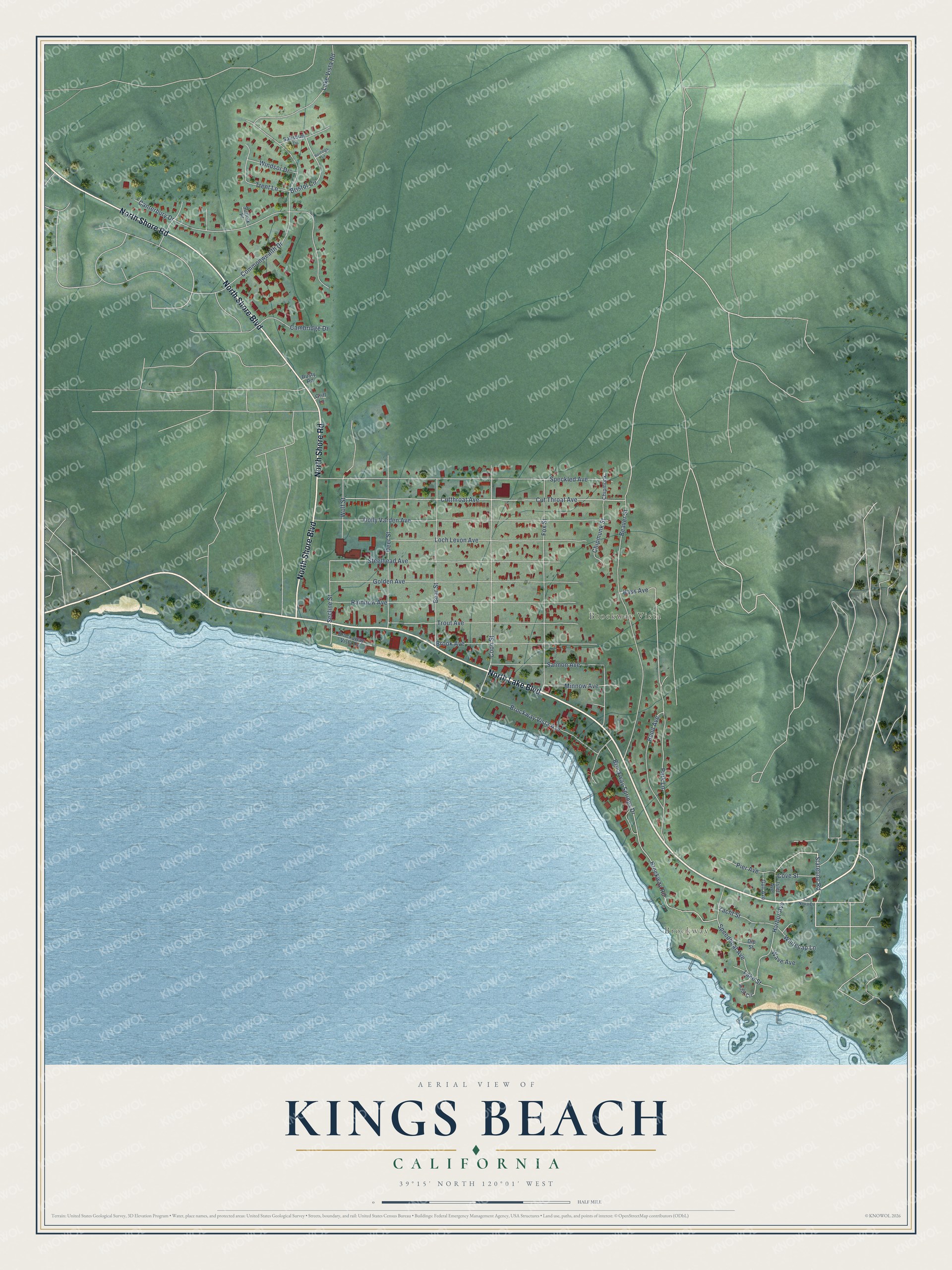 Watermarked full-map preview of Kings Beach, California