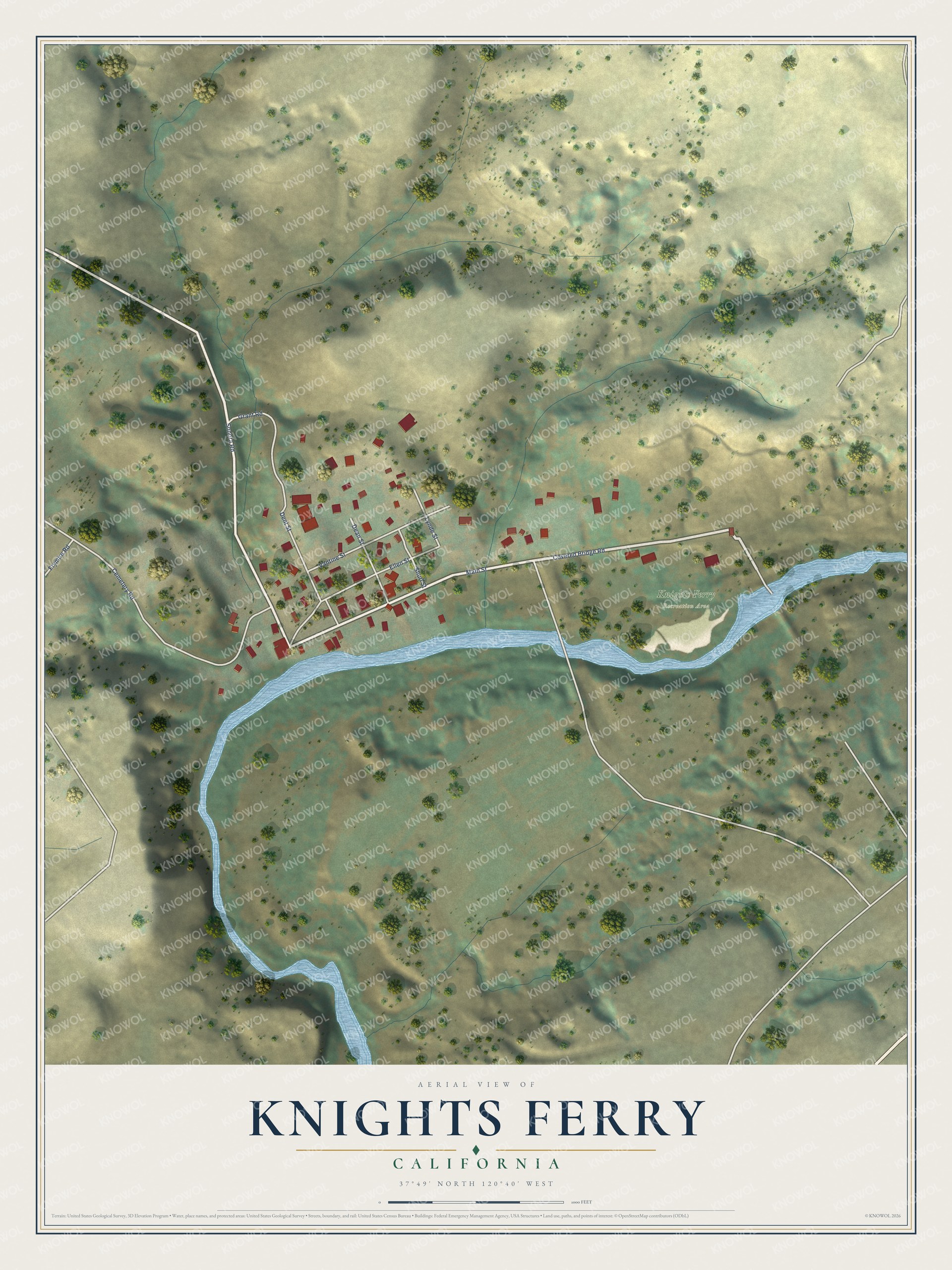 Watermarked full-map preview of Knights Ferry, California