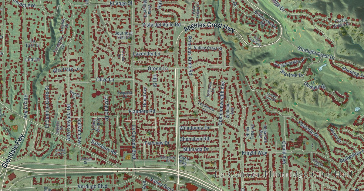 Map of La Cañada Flintridge, California in 2026