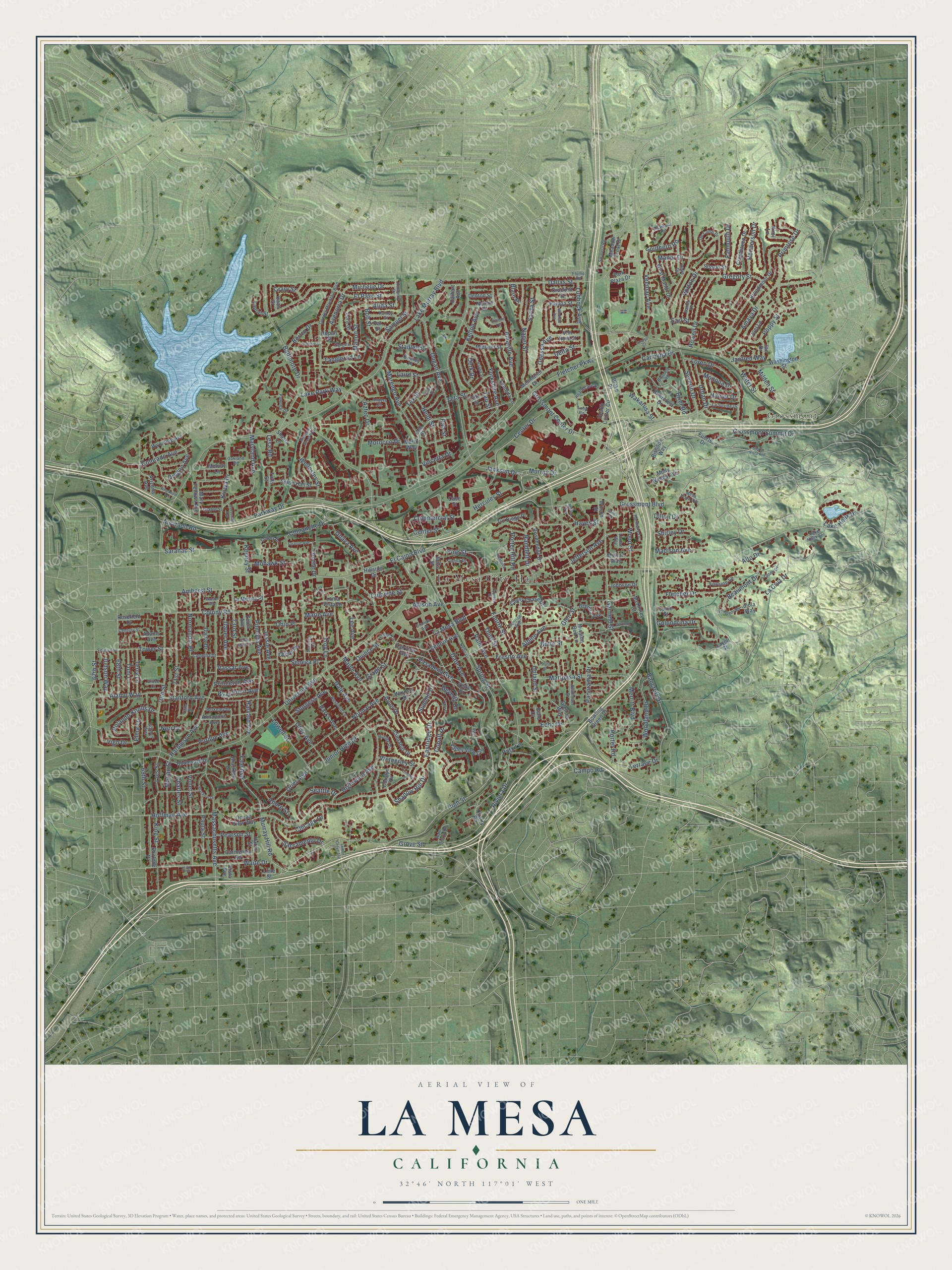 Watermarked full-map preview of La Mesa, California