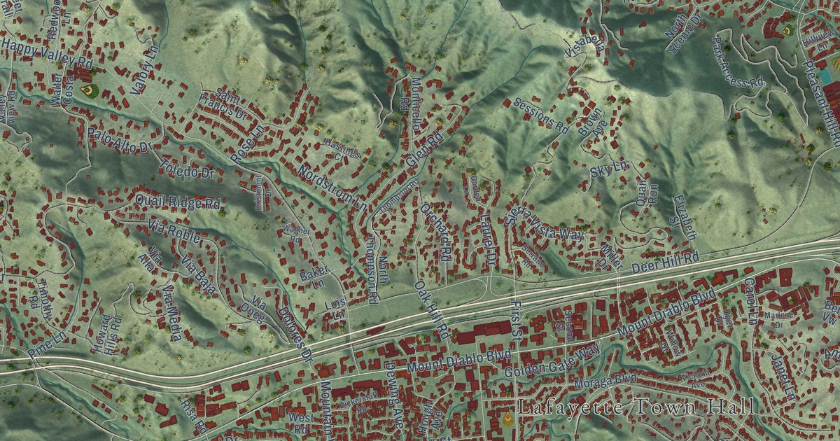 Map of Lafayette, California in 2026