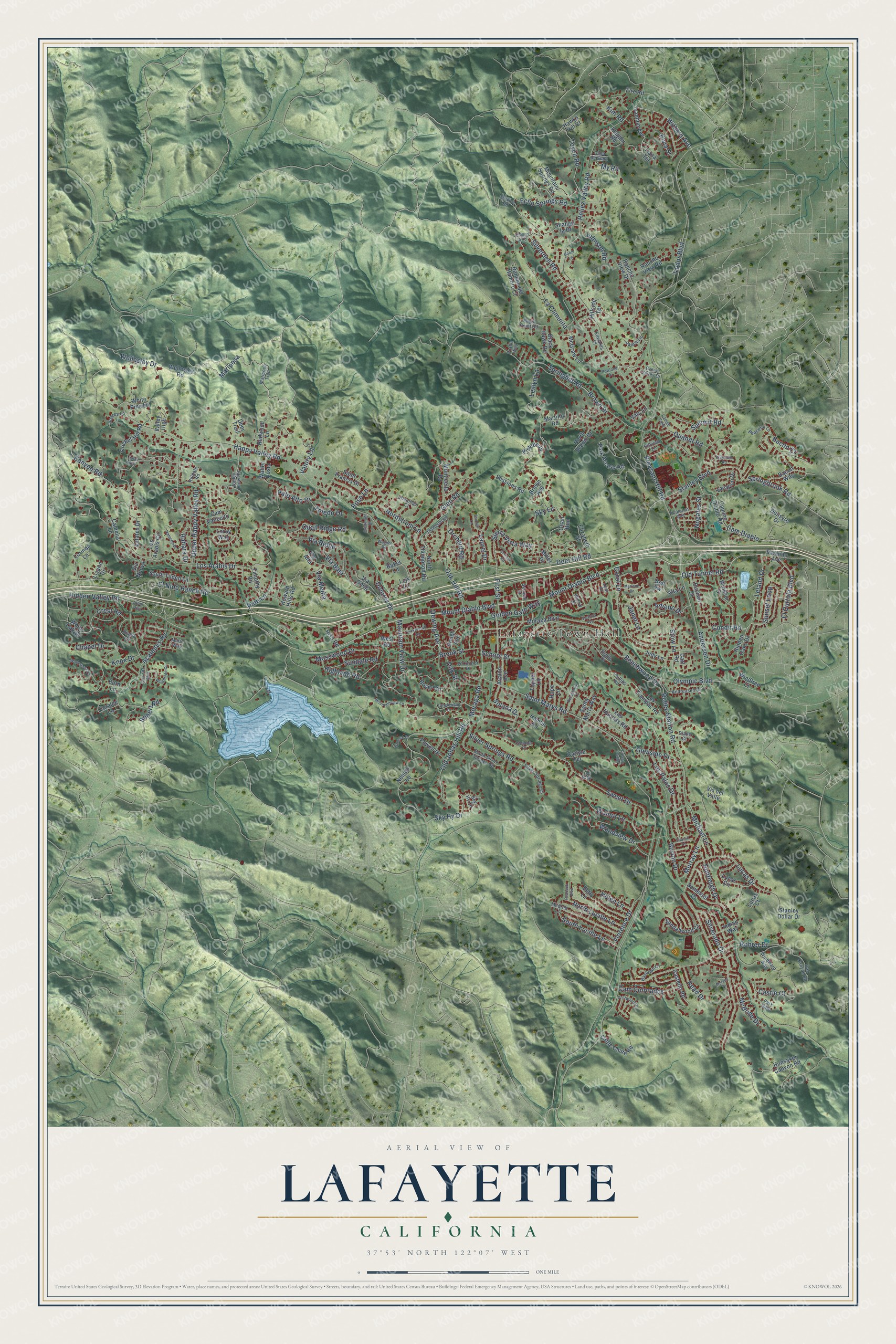 Watermarked full-map preview of Lafayette, California