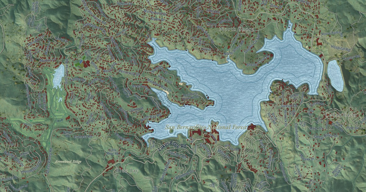 Map of Lake Arrowhead, California in 2026