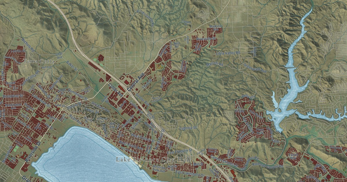 Map of Lake Elsinore, California in 2026