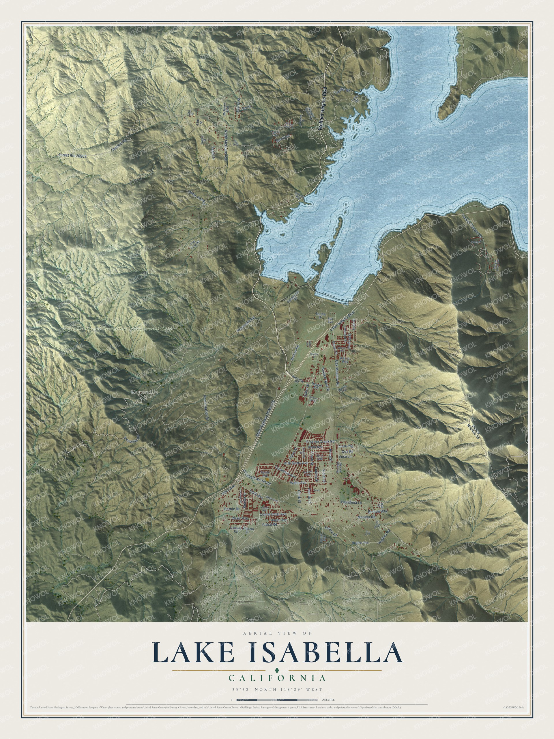 Watermarked full-map preview of Lake Isabella, California