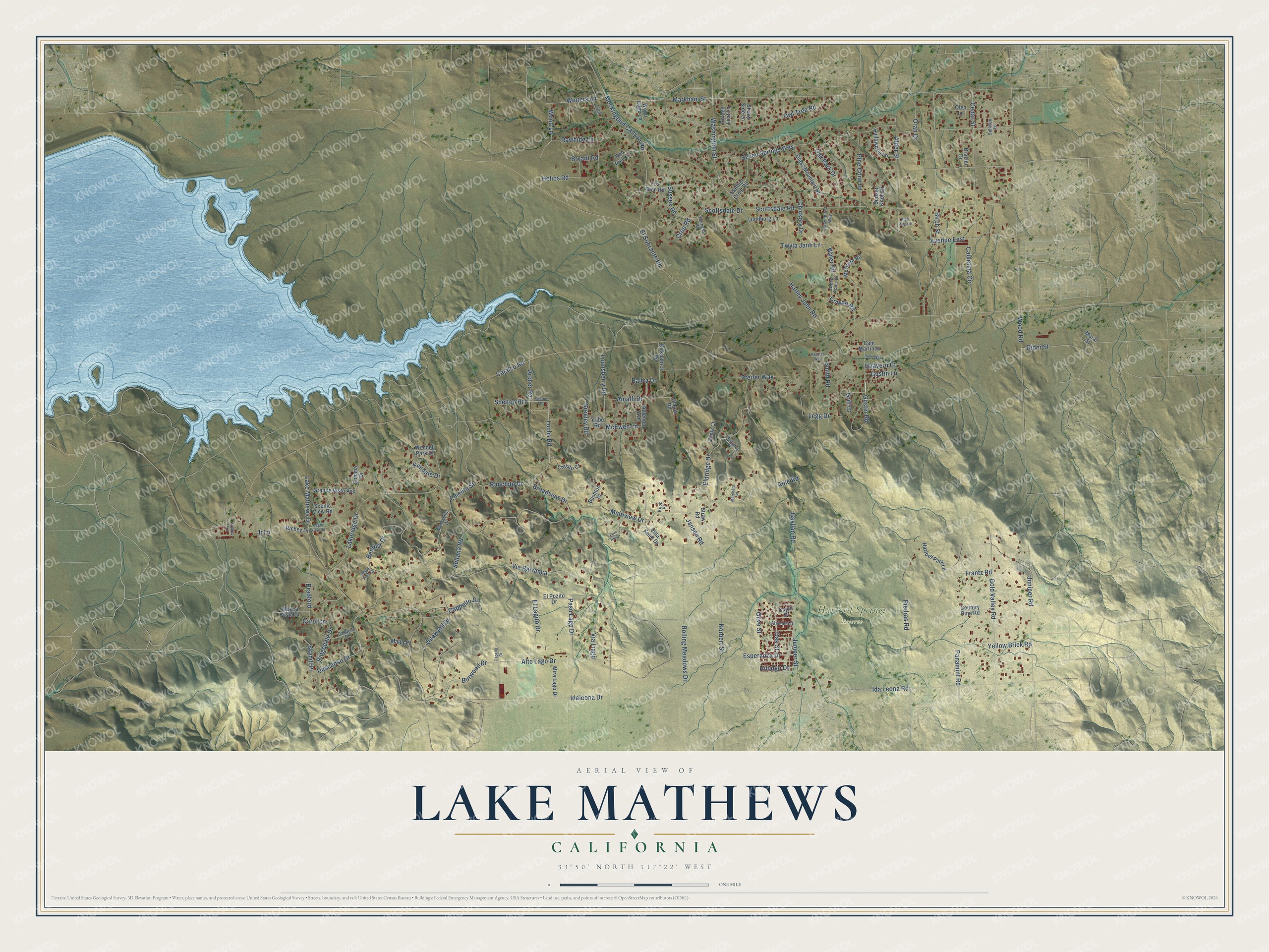 Watermarked full-map preview of Lake Mathews, California