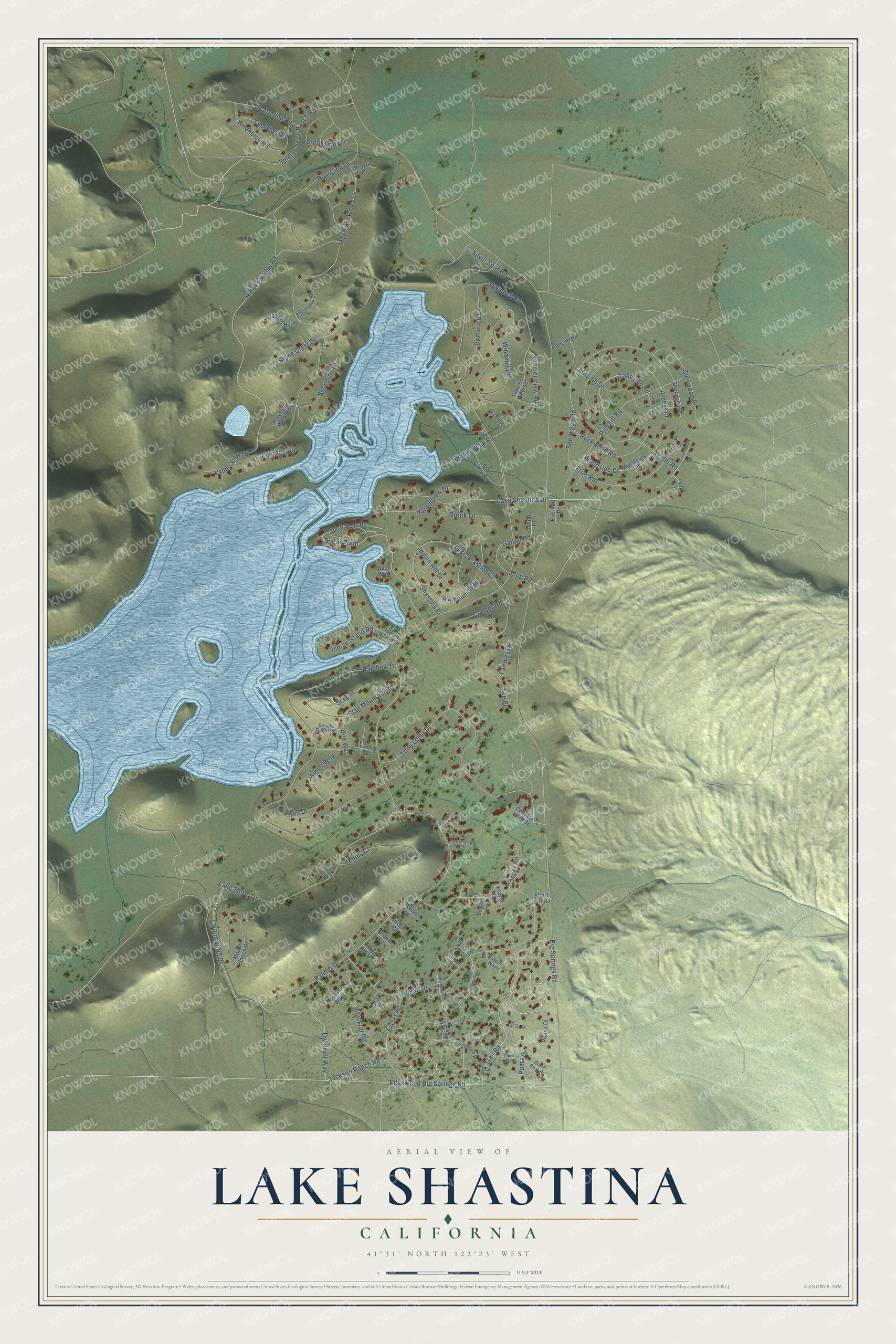 Watermarked full-map preview of Lake Shastina, California