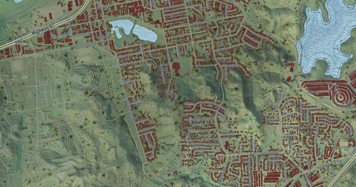 Map of Lakeside, California in 2026