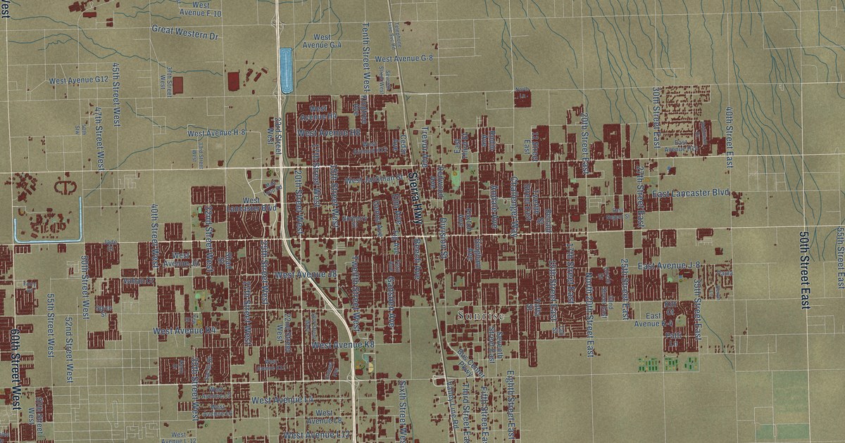 Map of Lancaster, California in 2026