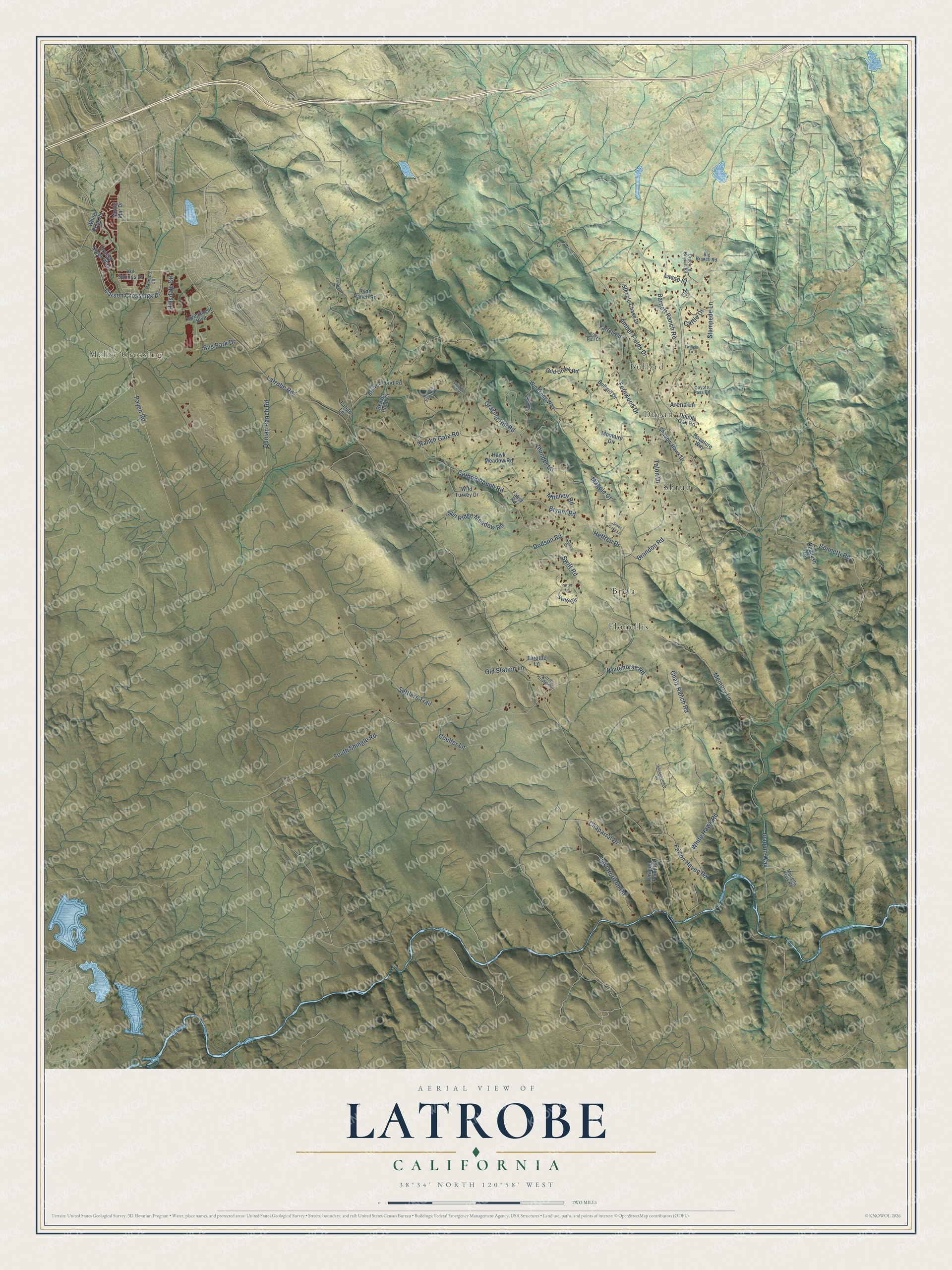 Watermarked full-map preview of Latrobe, California