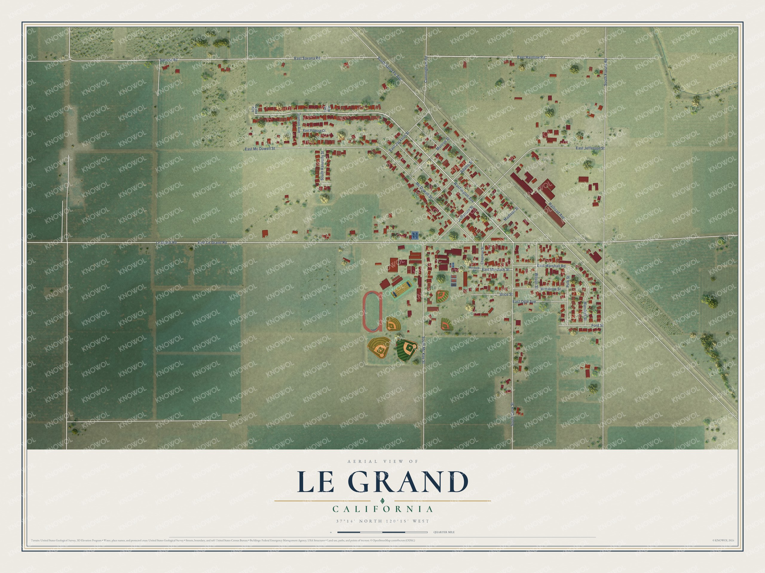 Watermarked full-map preview of Le Grand, California