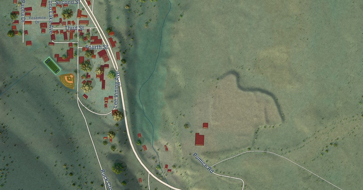 Map of Lee Vining, California in 2026