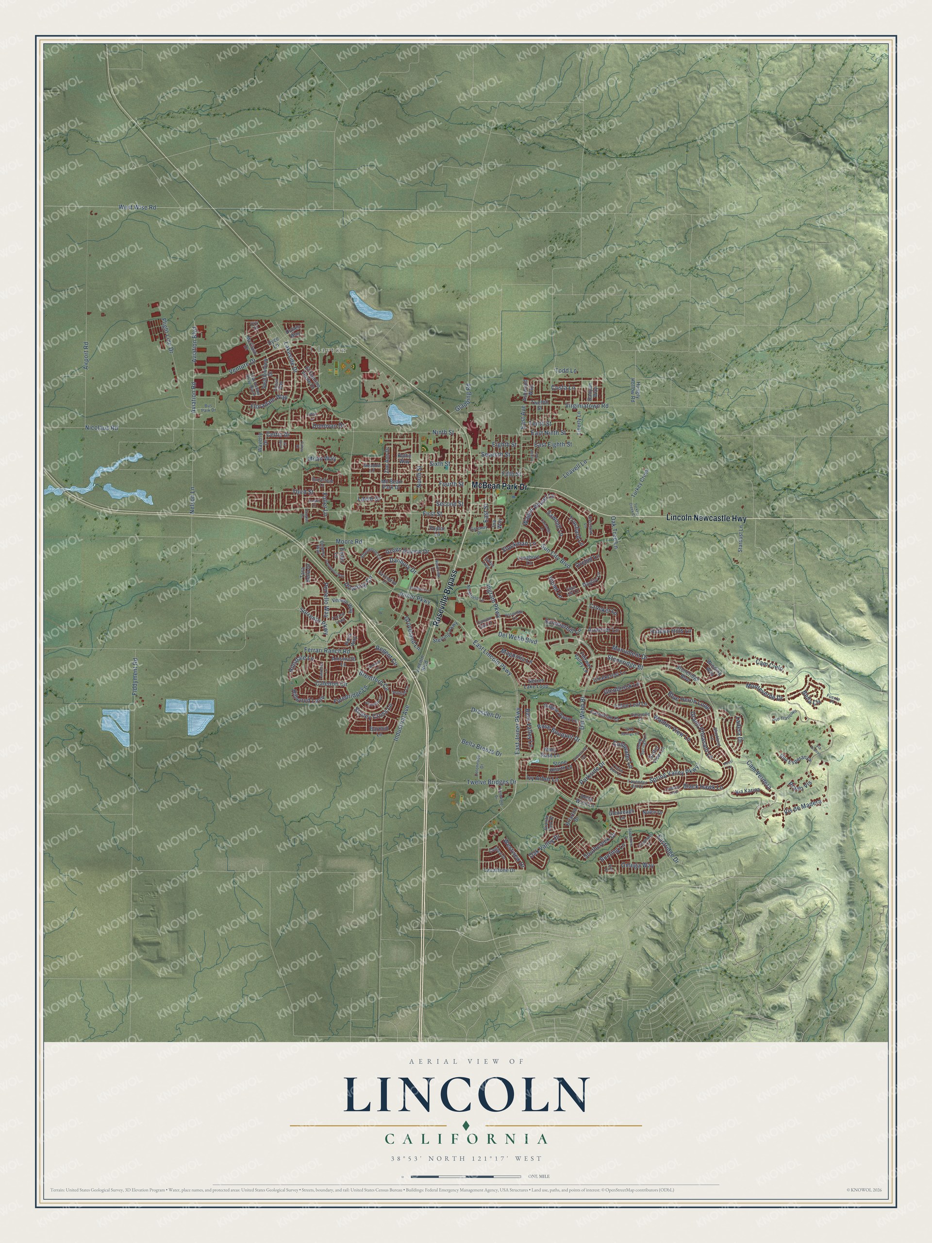 Watermarked full-map preview of Lincoln, California