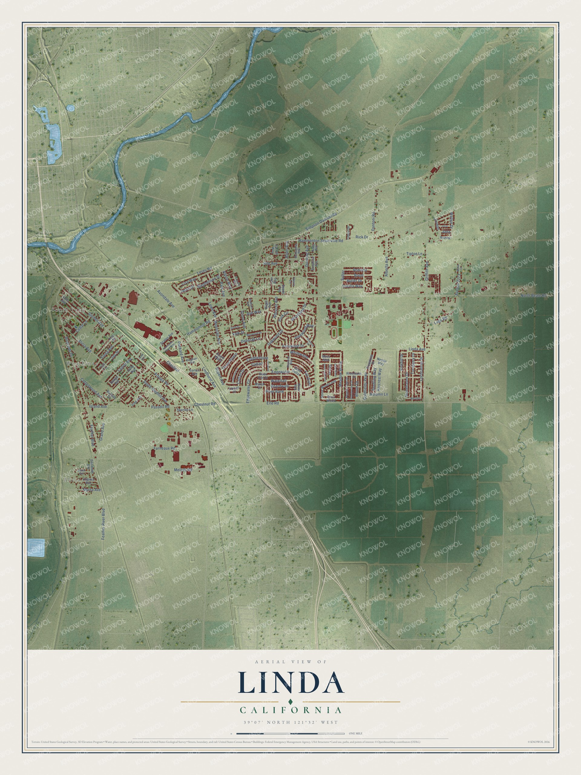 Watermarked full-map preview of Linda, California