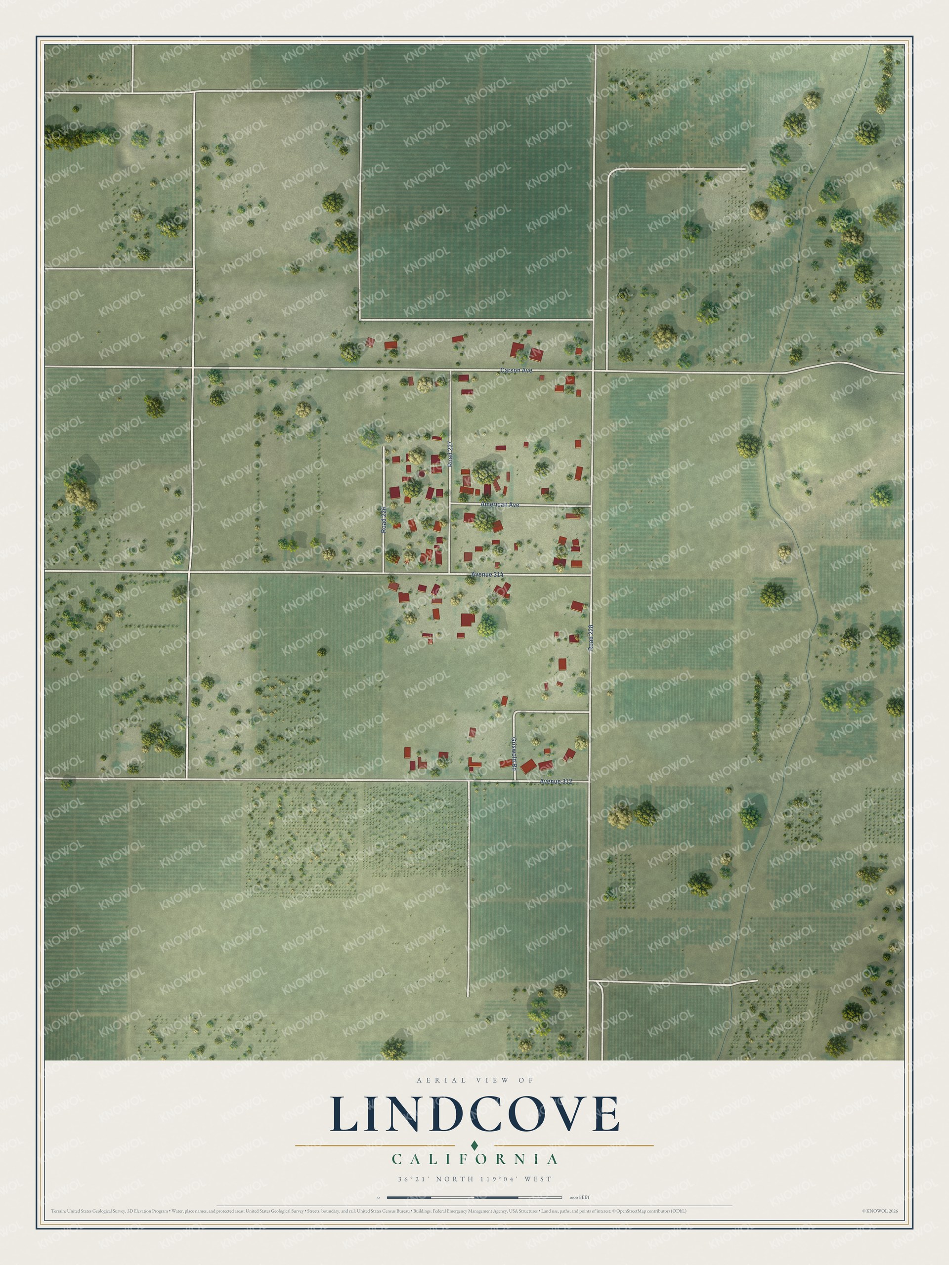 Watermarked full-map preview of Lindcove, California