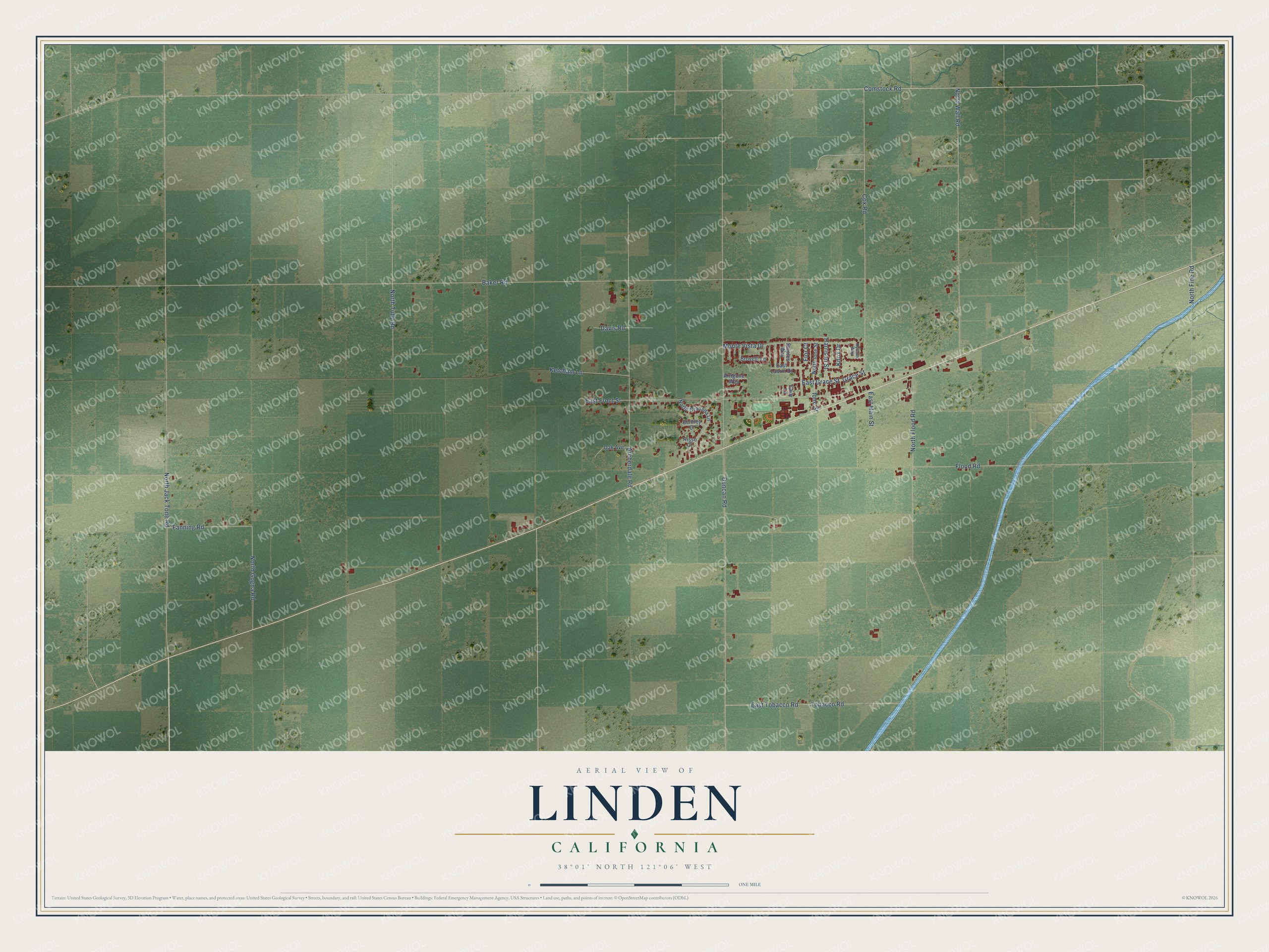 Watermarked full-map preview of Linden, California