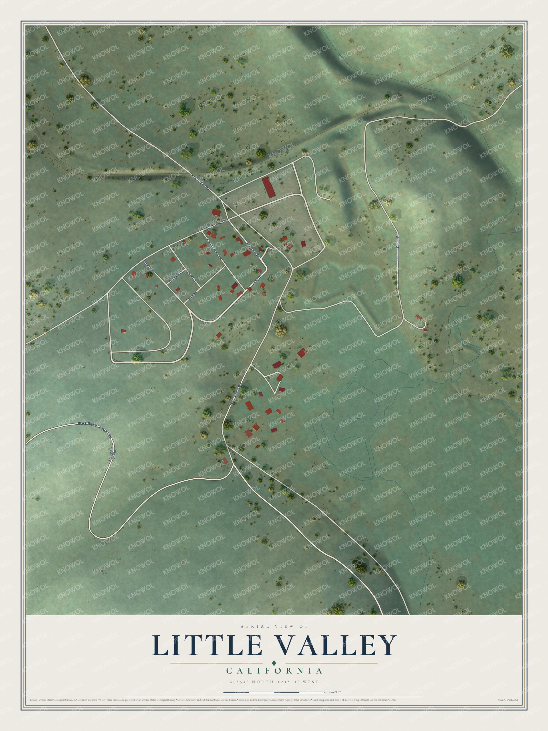 Watermarked full-map preview of Little Valley, California