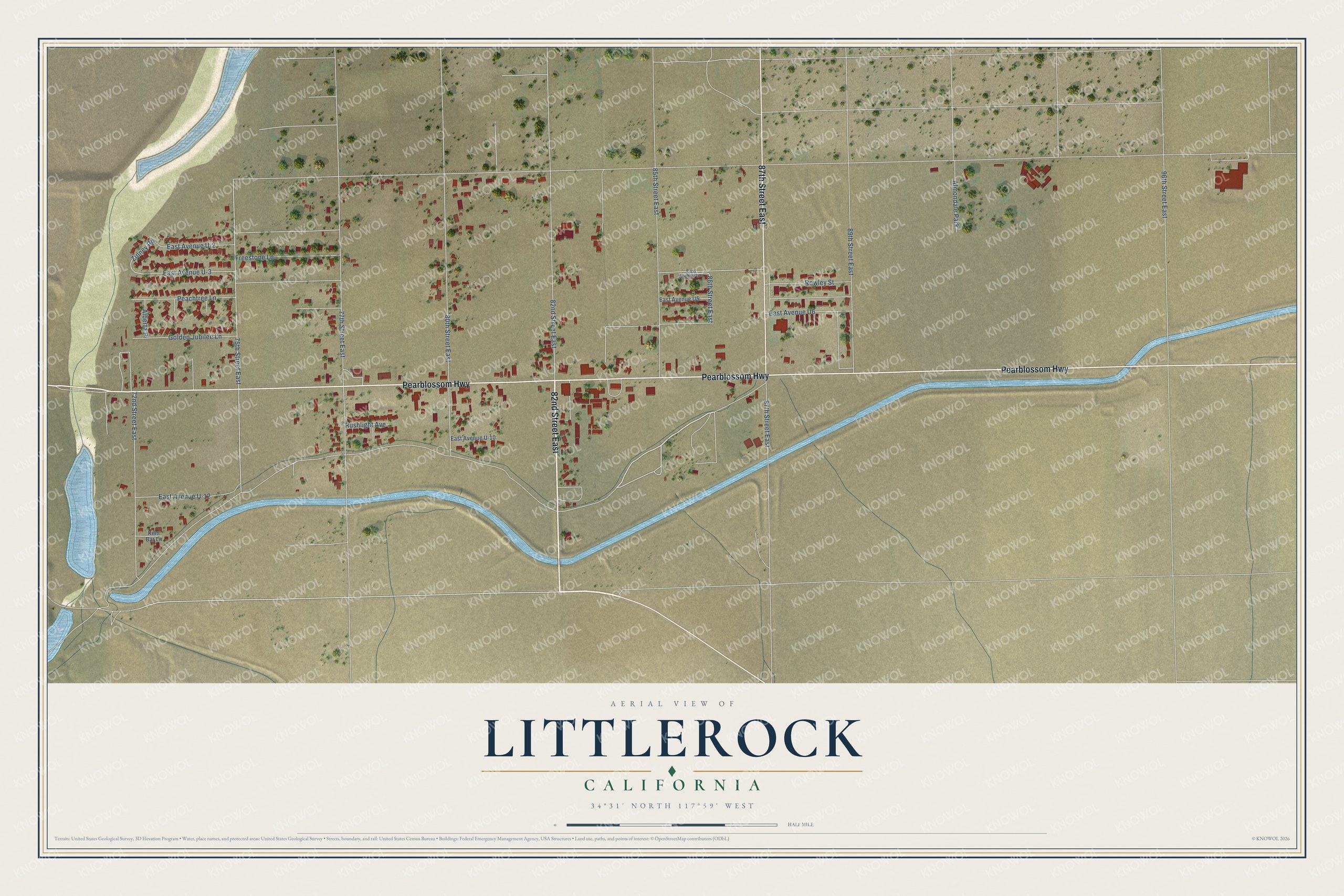 Watermarked full-map preview of Littlerock, California