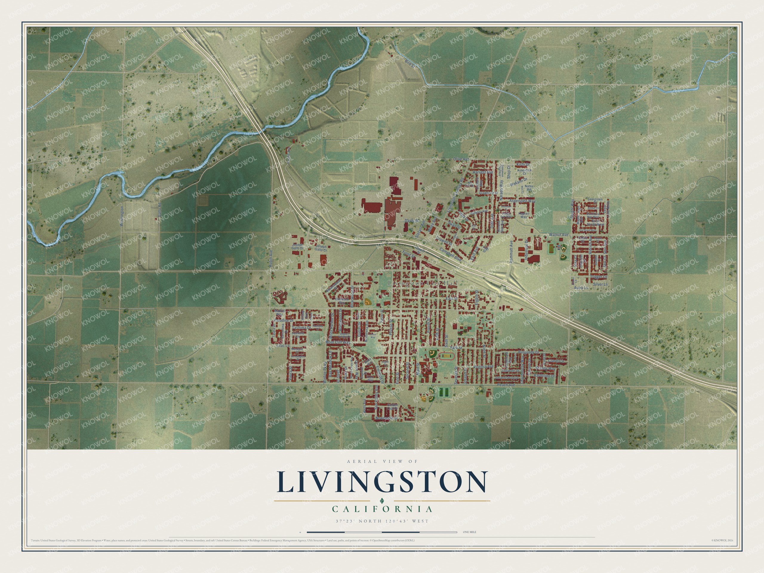 Watermarked full-map preview of Livingston, California