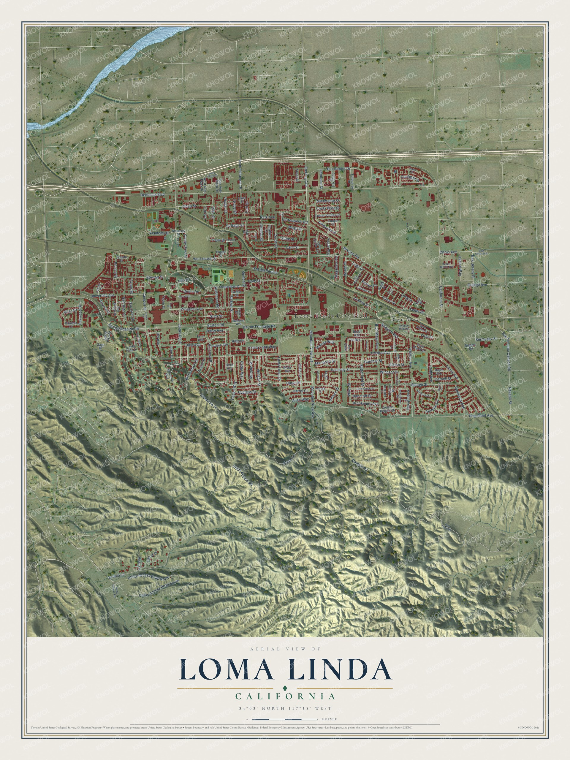 Watermarked full-map preview of Loma Linda, California