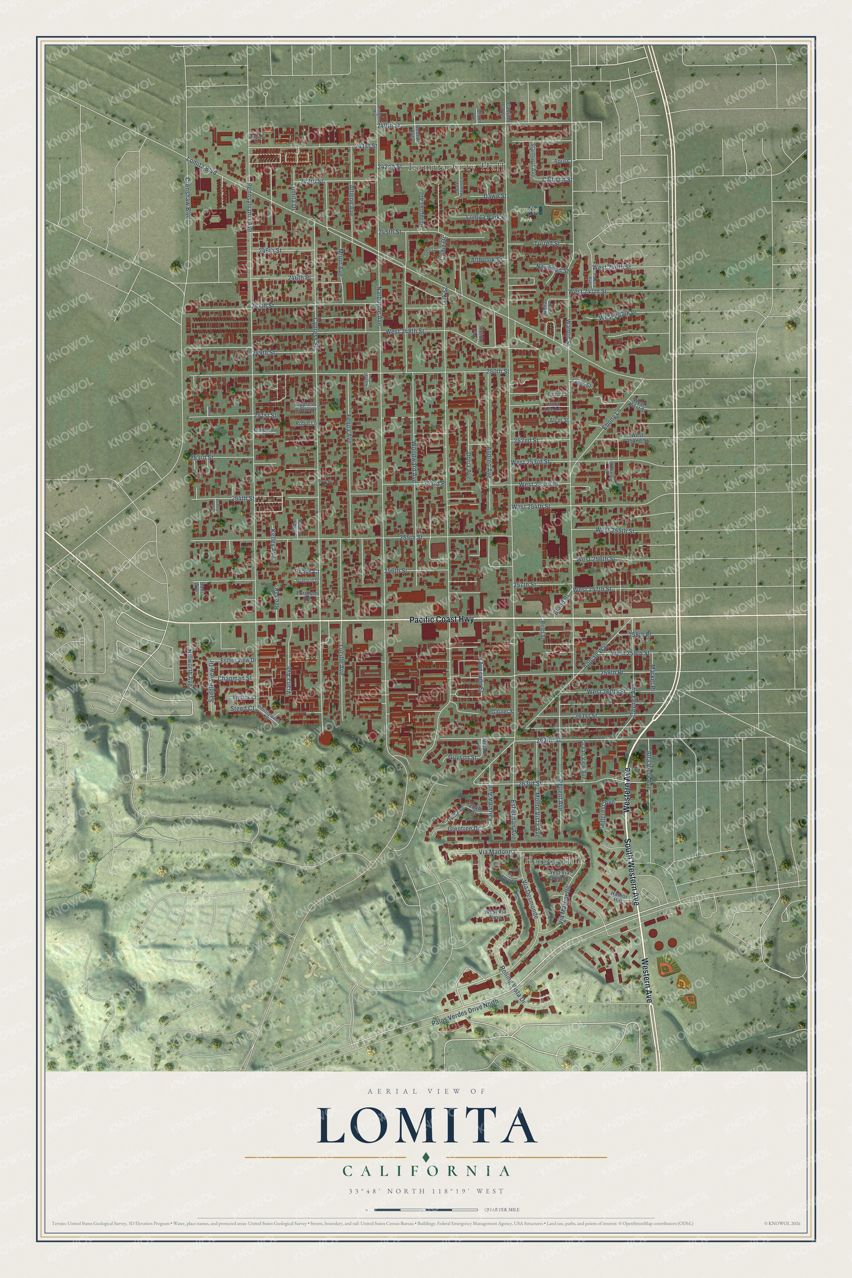 Watermarked full-map preview of Lomita, California