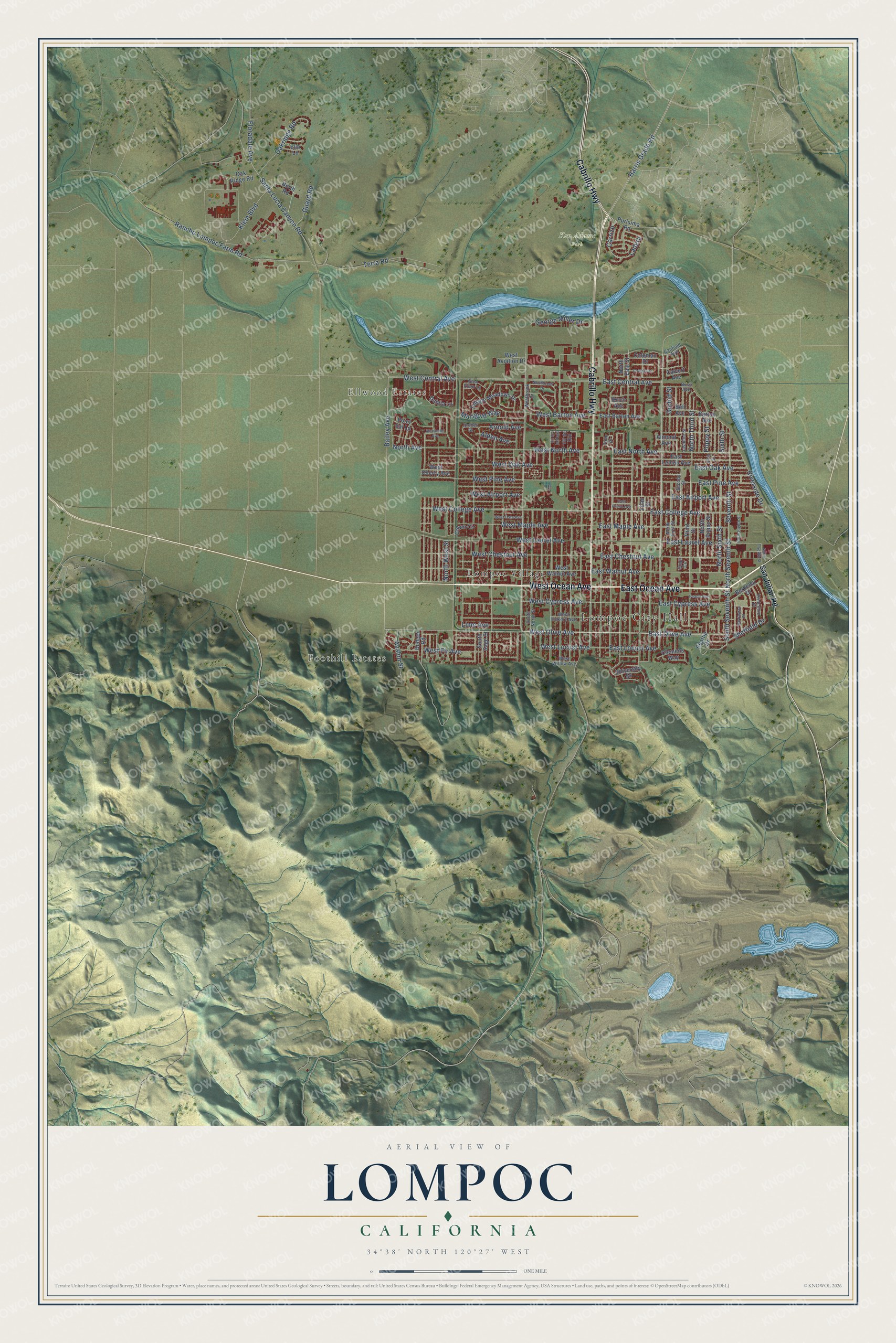 Watermarked full-map preview of Lompoc, California
