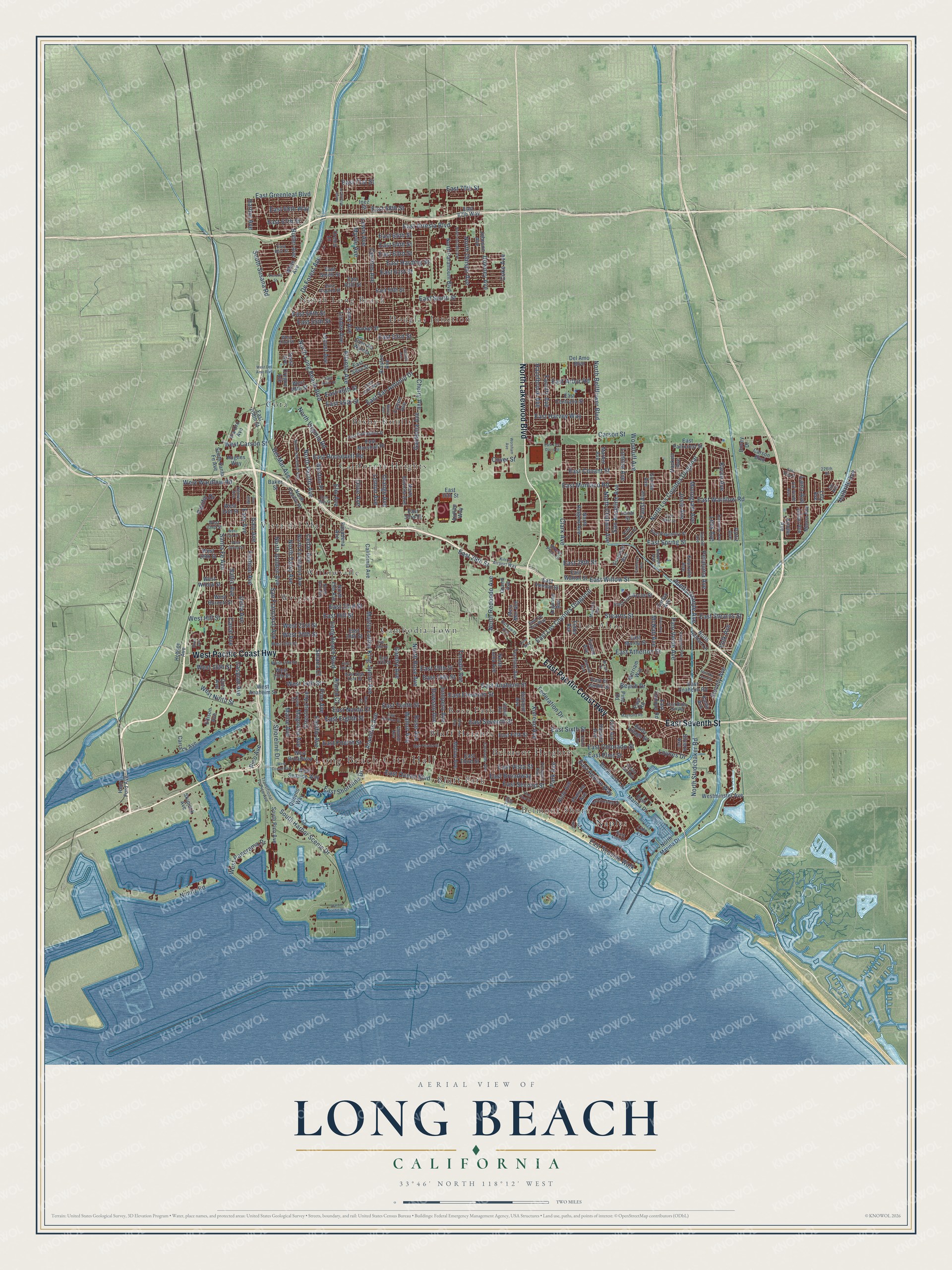 Watermarked full-map preview of Long Beach, California