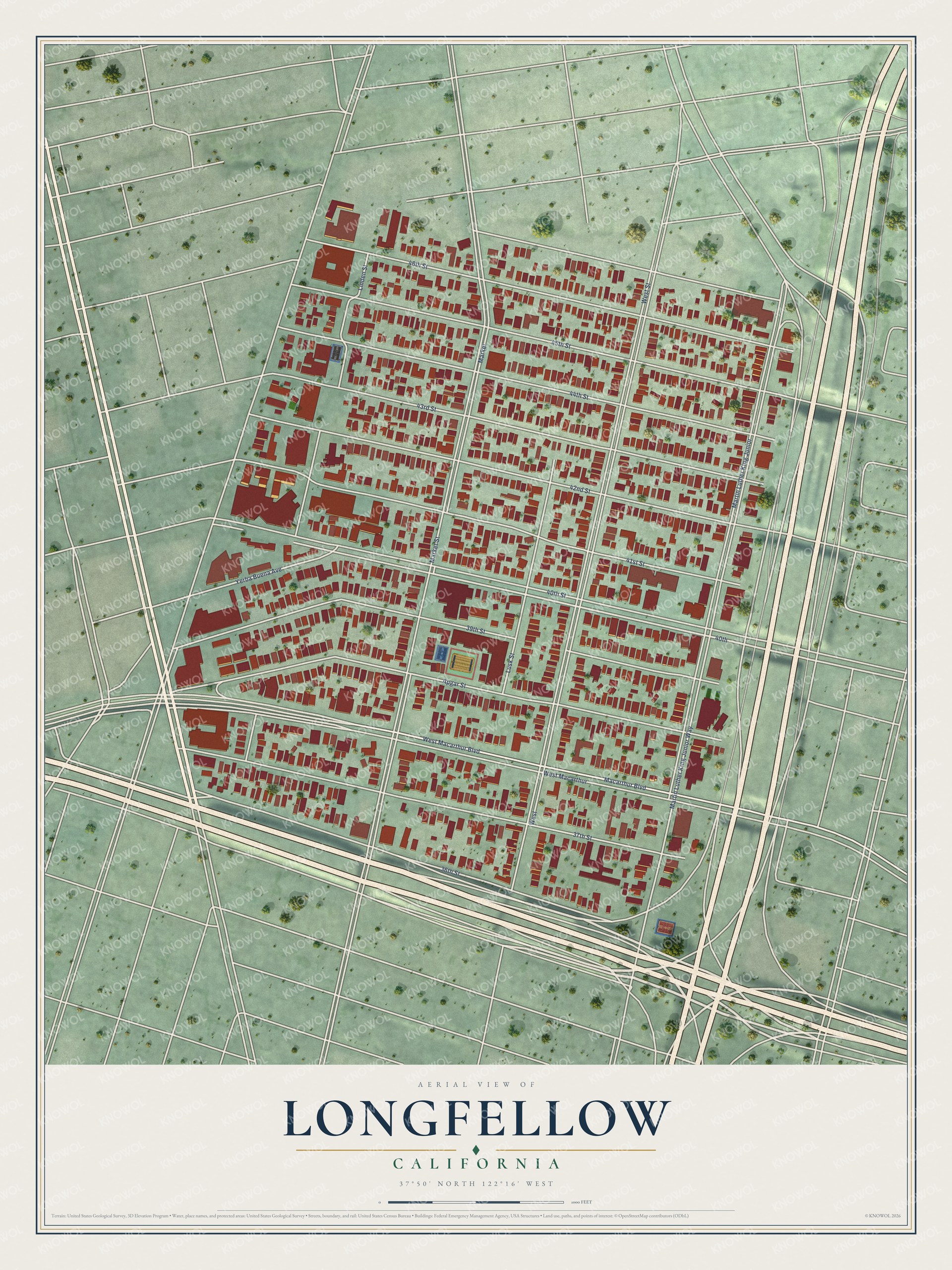 Watermarked full-map preview of Longfellow, California