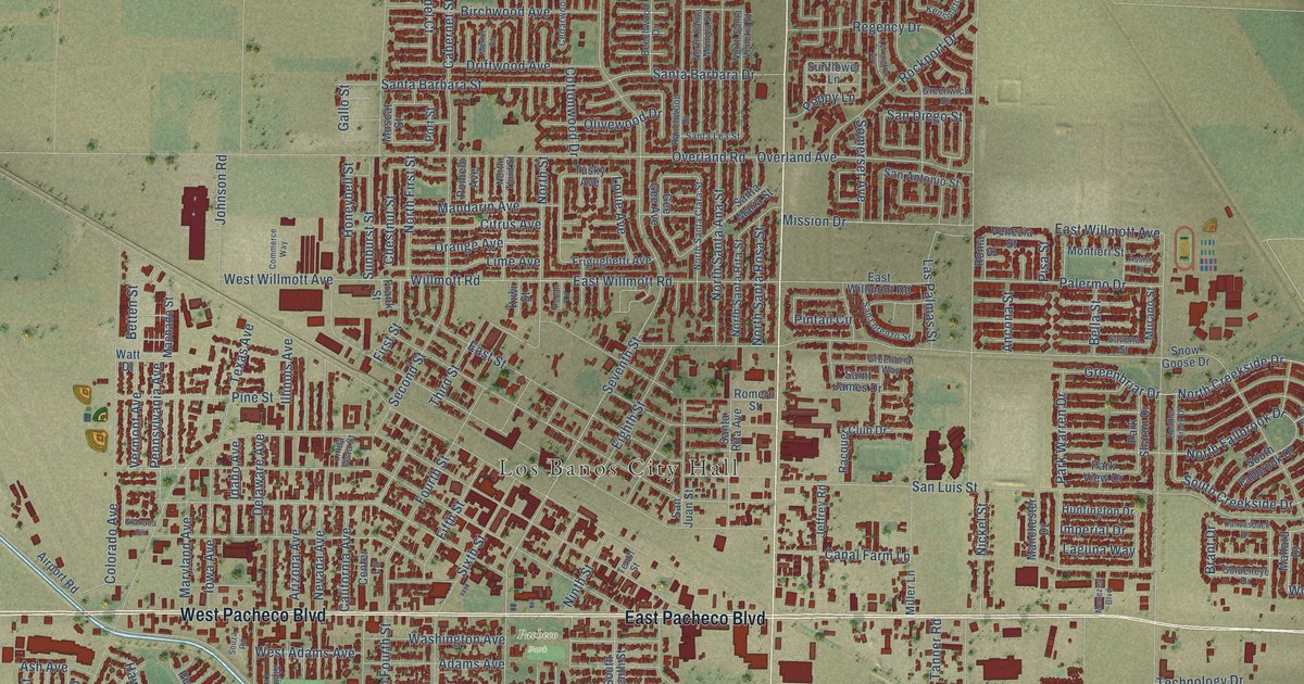 Map of Los Banos, California in 2026