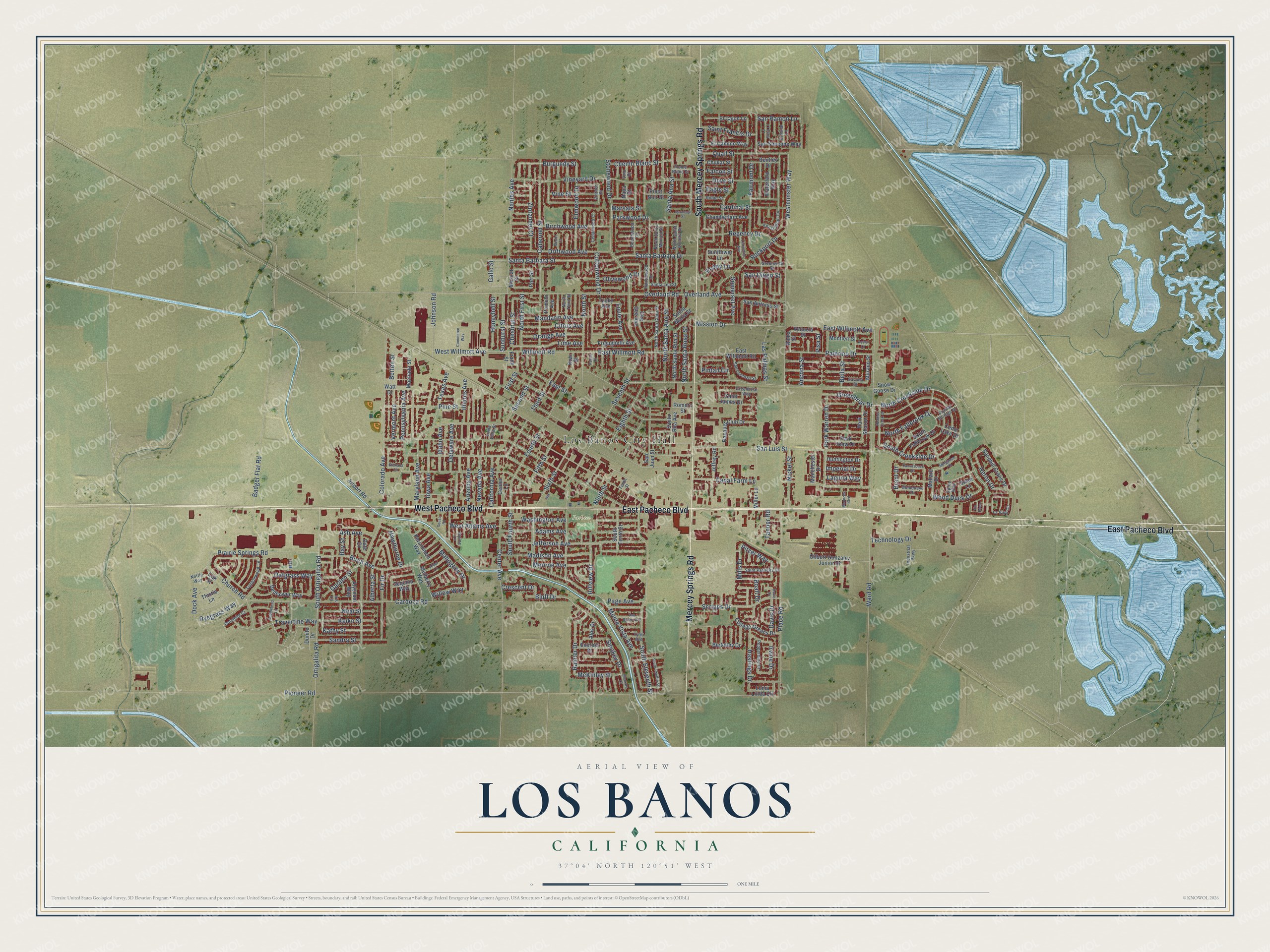 Watermarked full-map preview of Los Banos, California