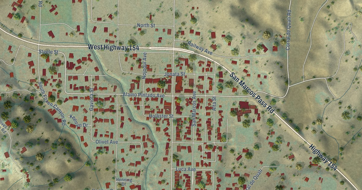 Map of Los Olivos, California in 2026