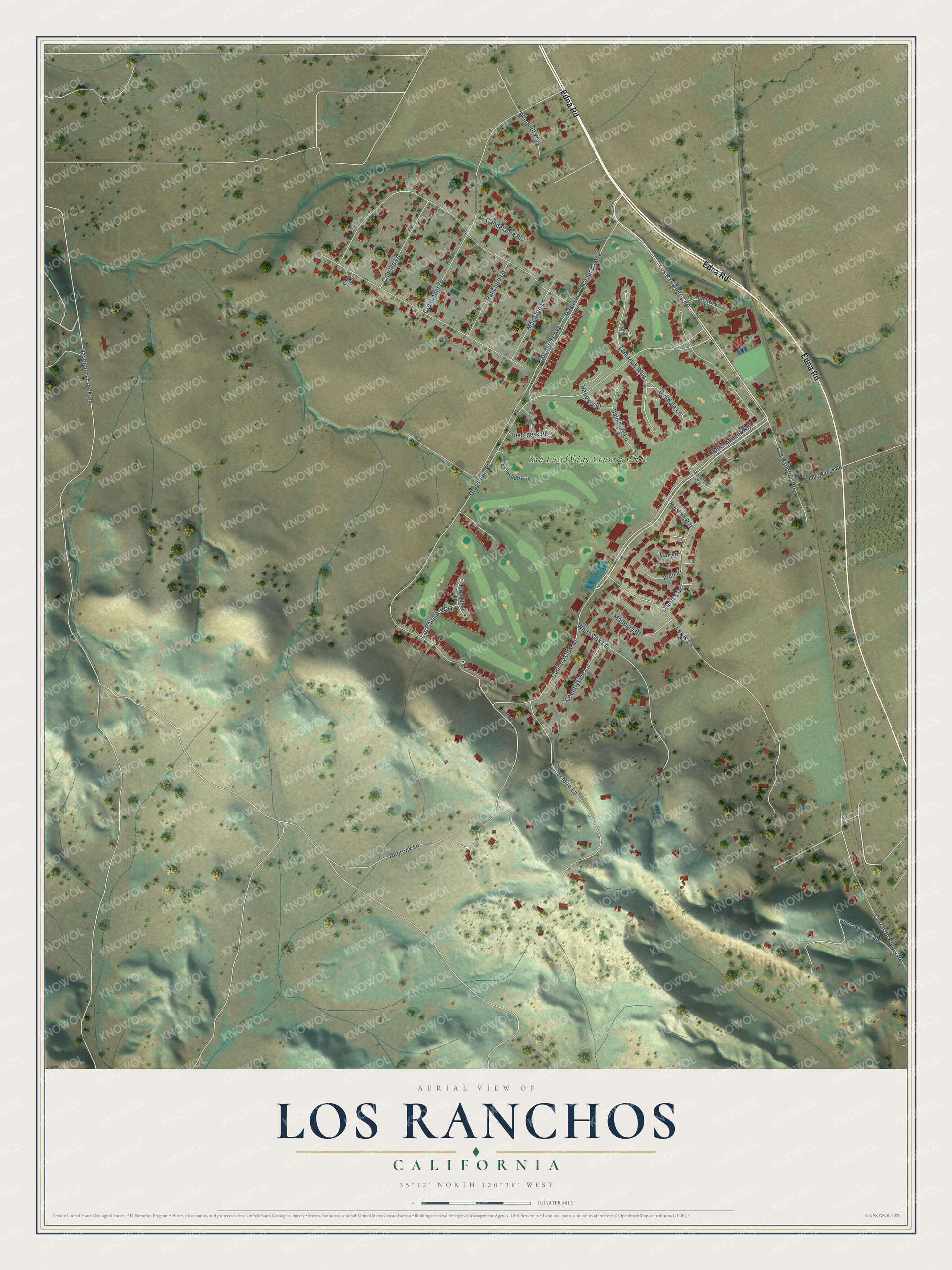 Watermarked full-map preview of Los Ranchos, California