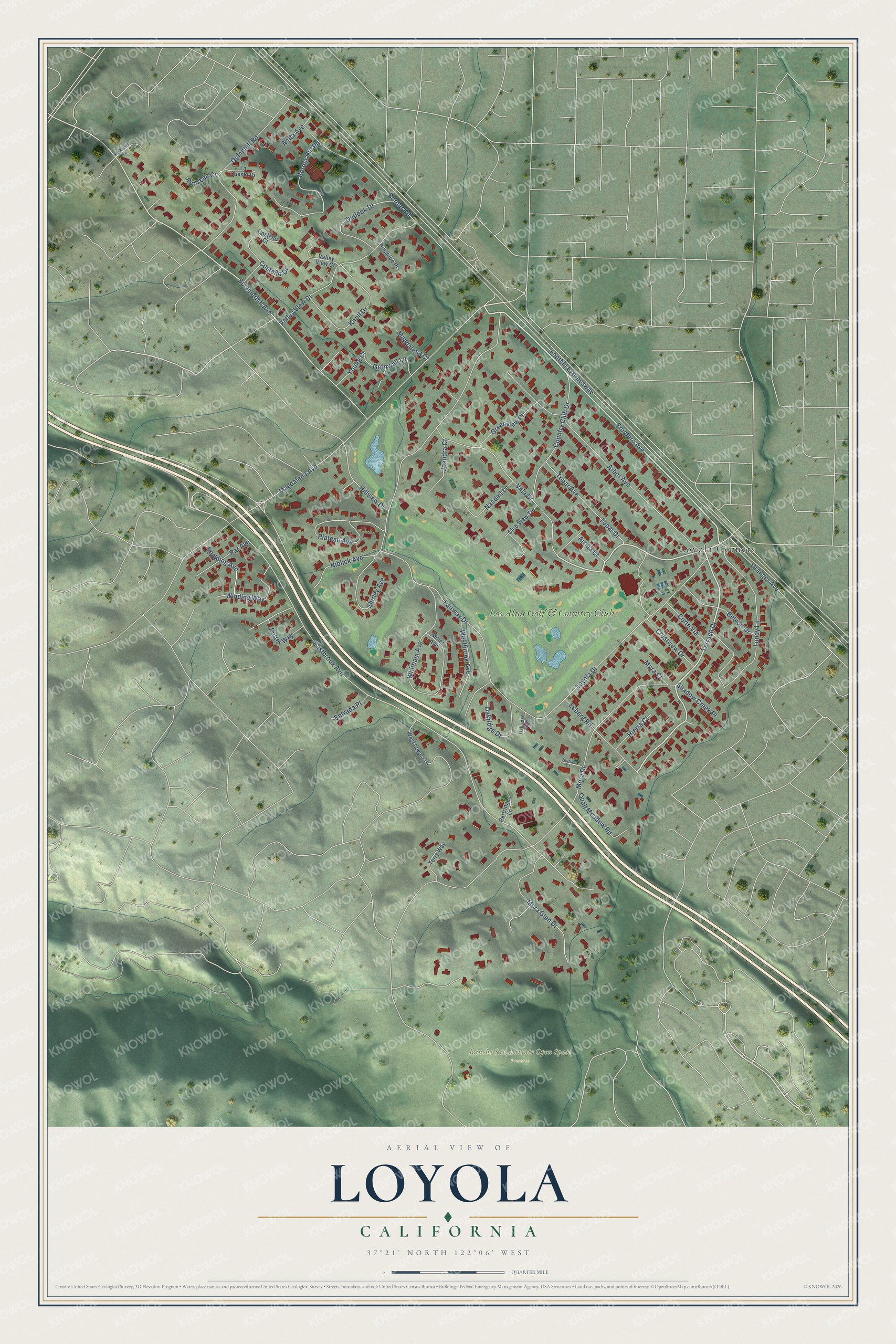 Watermarked full-map preview of Loyola, California