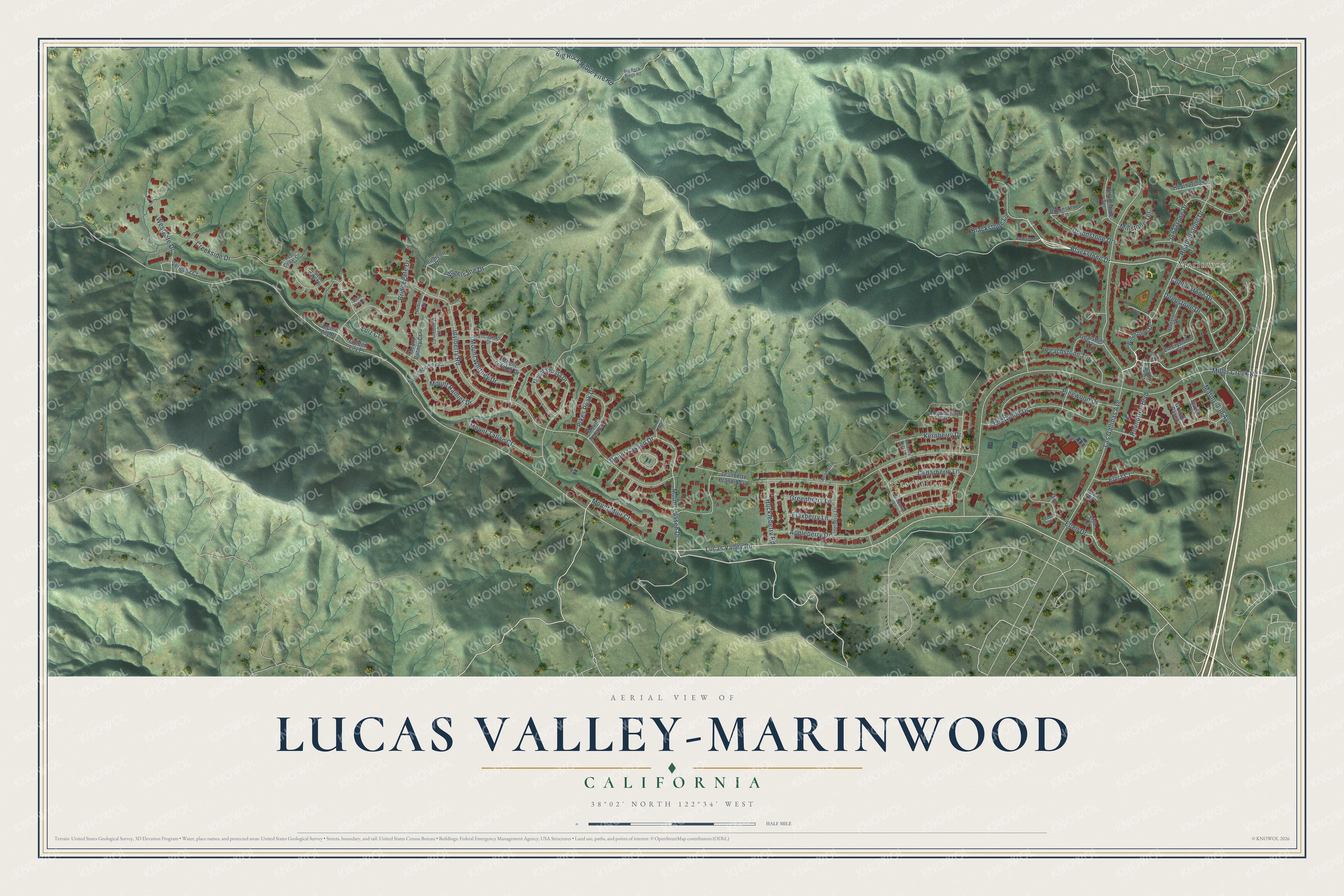 Watermarked full-map preview of Lucas Valley-Marinwood, California
