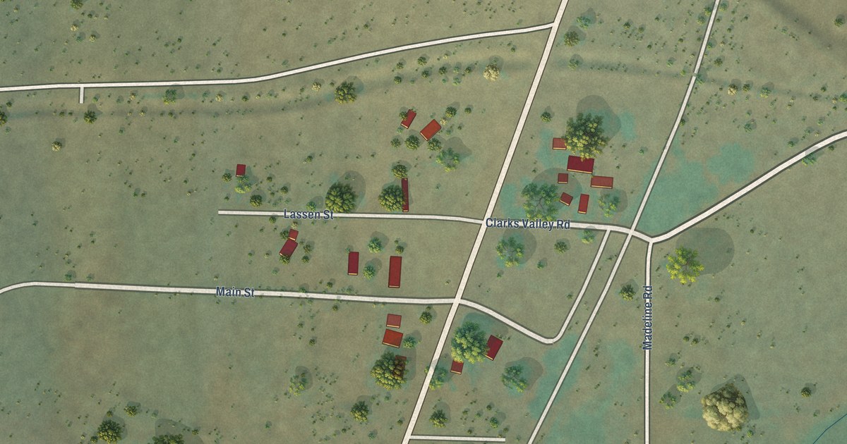 Map of Madeline, California in 2026