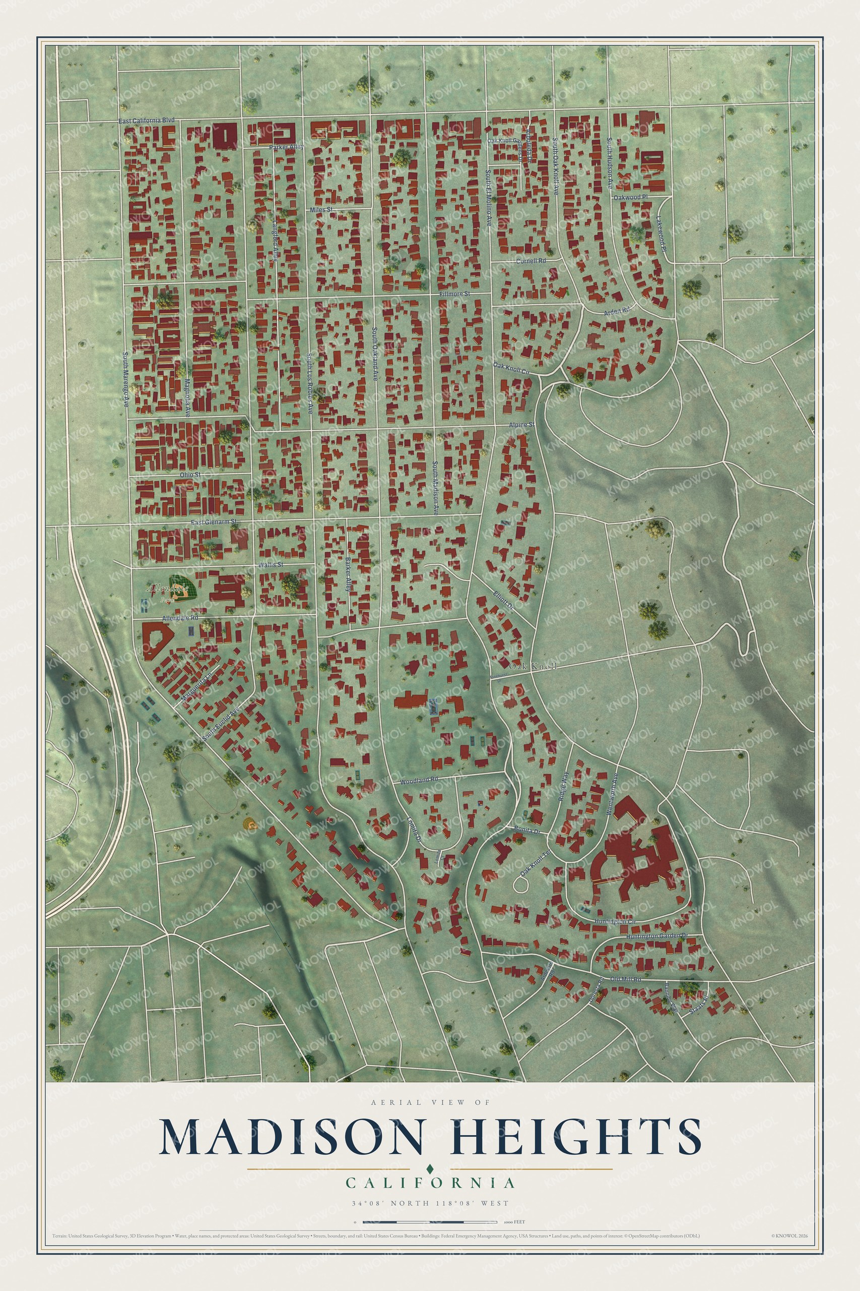 Watermarked full-map preview of Madison Heights, California